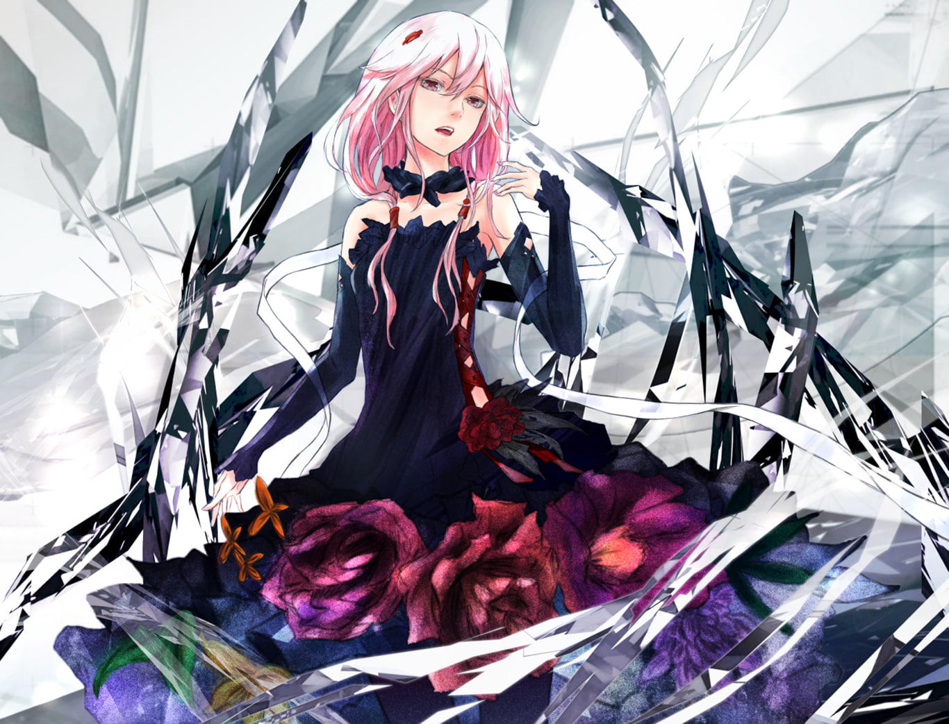 artwork, anime girls, 720P, anime, Yuzuriha Inori, Guilty Crown, HD Wallpaper