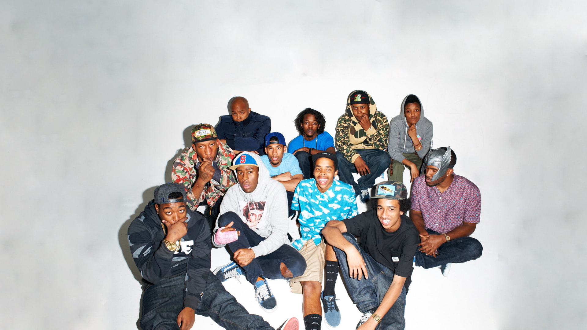 Odd Future, young women, mature men, standing, white background, women, friendship, young adult, adult, group, togetherness, young men, portrait, real people, HD Wallpaper