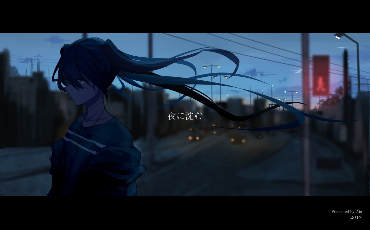 aie, city, hatsune, long, clouds, konachan, 243764, car, building, sky, 720P, twintails, vocaloid, necklace, dark, com, miku, hair, HD Wallpaper