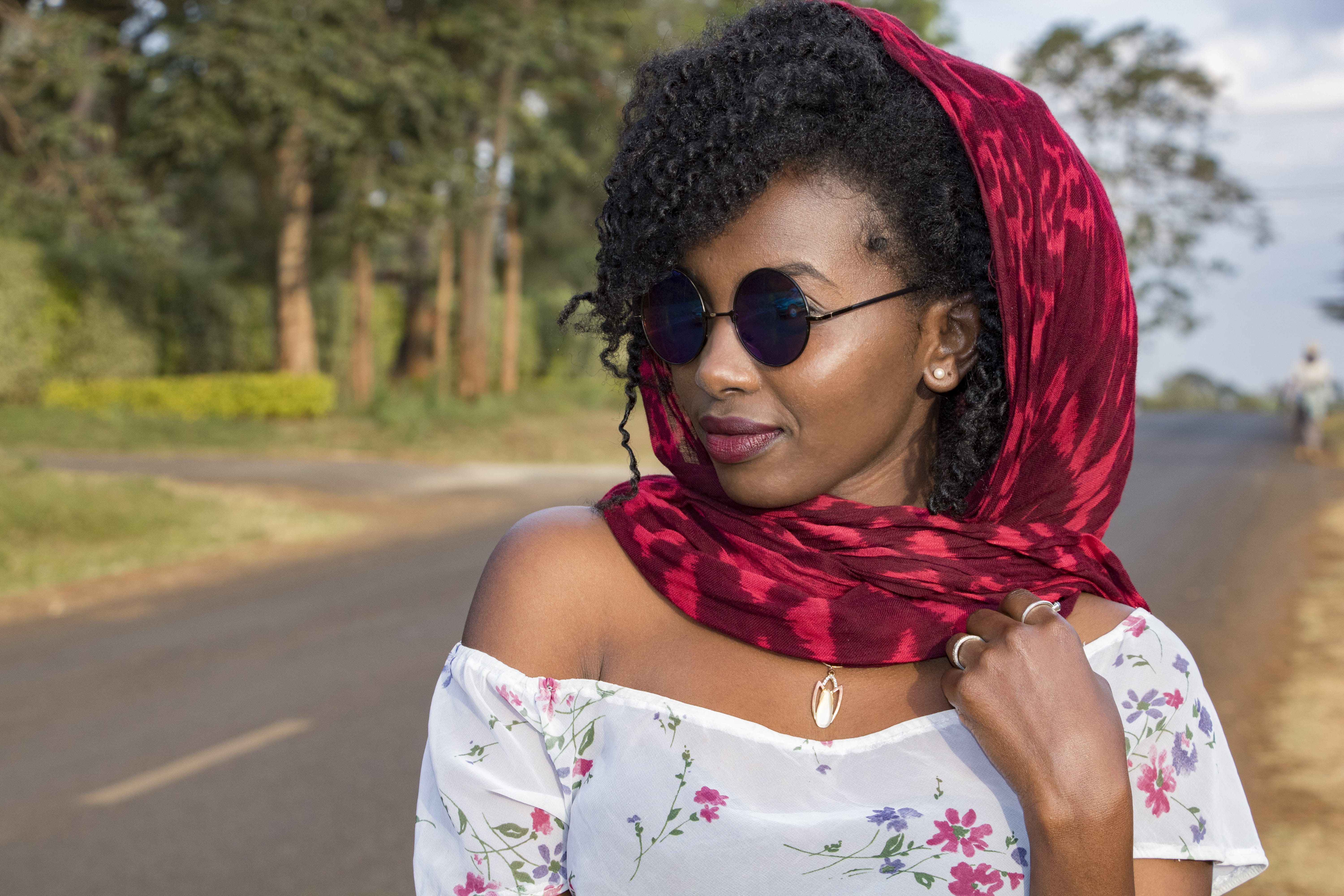 pose, person, casual clothing, sunglasses, headshot, front view, portrait, smile, beautiful woman, real people, road, 5K, day, adult, woman, close-up, HD Wallpaper