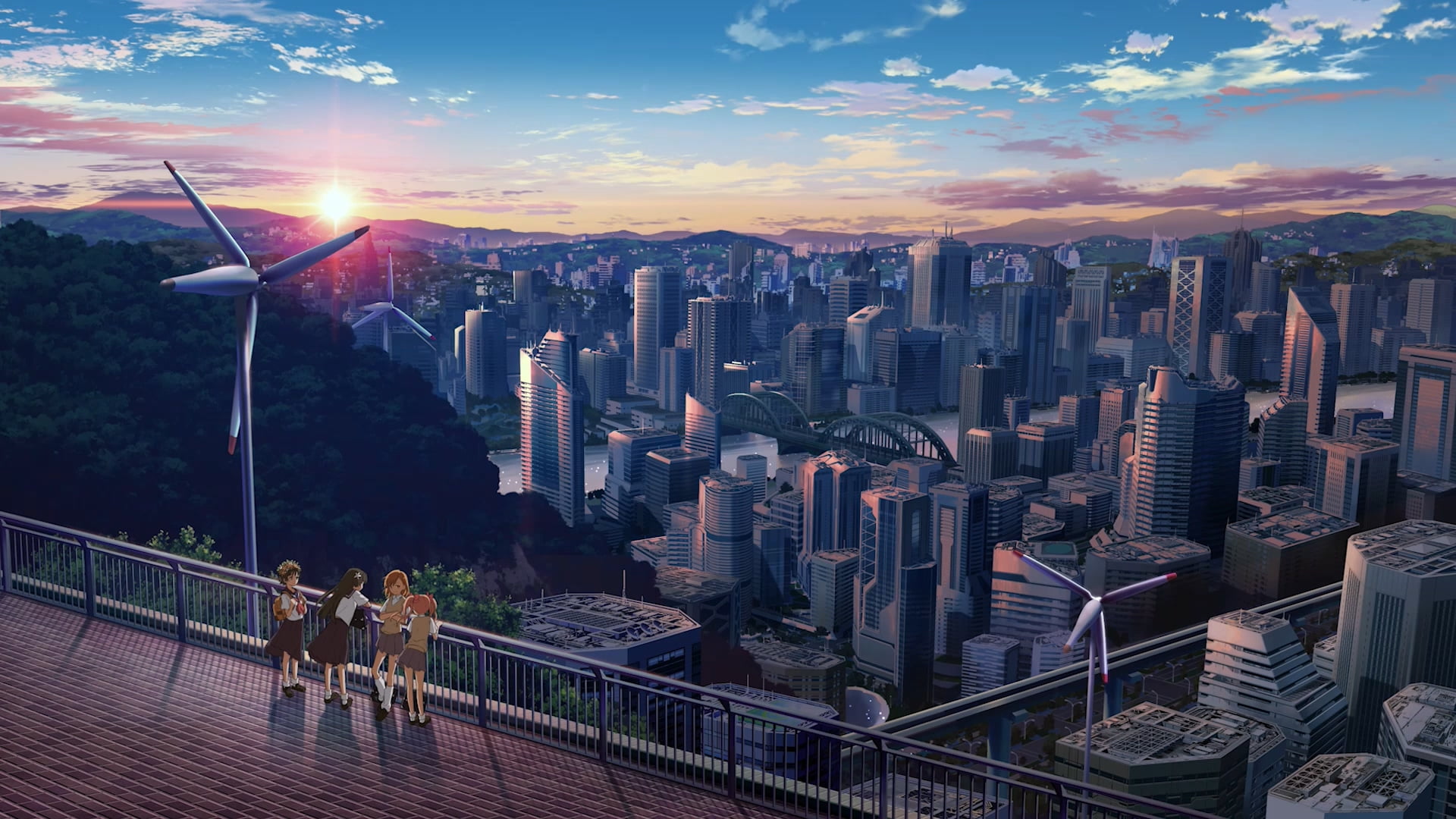 Girl, Toaru Majutsu no Index, Landscape, 1080P, City, Sunset, Anime, HD Wallpaper