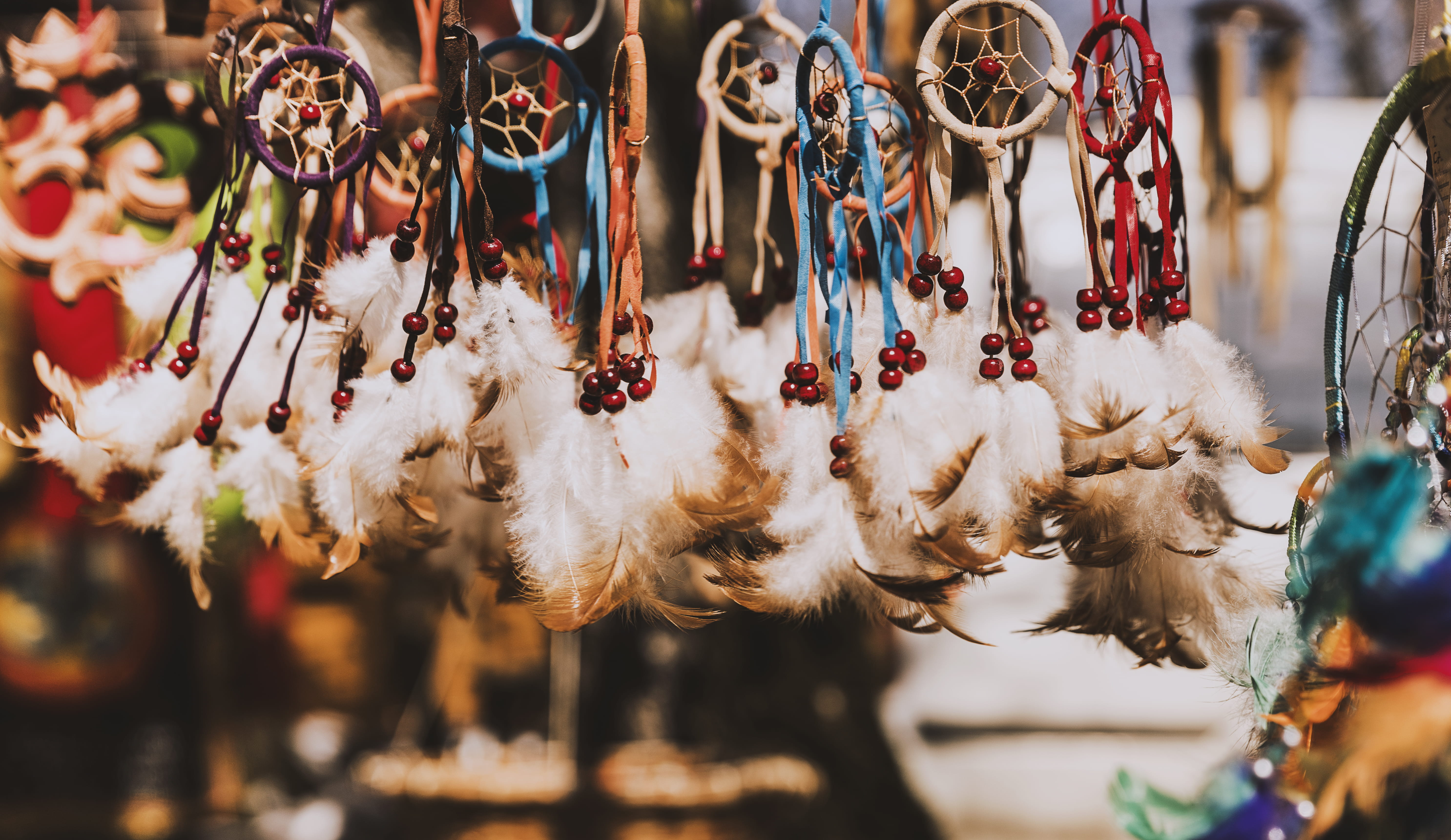 art and craft, bright, dream catcher, close-up, retail display, christmas, pattern, colors, choice, design, day, no people, decoration, market, color, craft, HD Wallpaper
