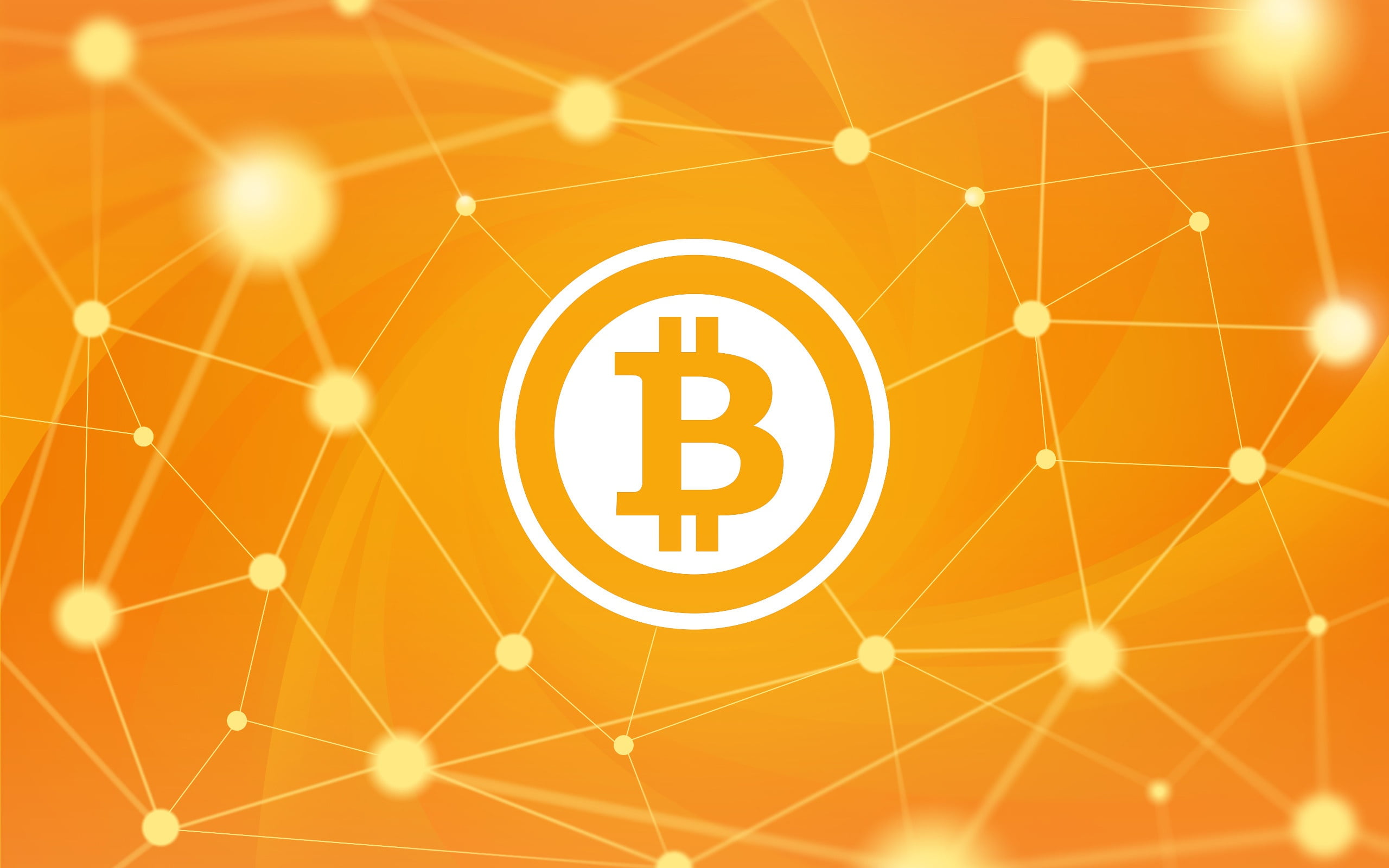 2K, fon, background, btc, orange, bitcoin, HD Wallpaper