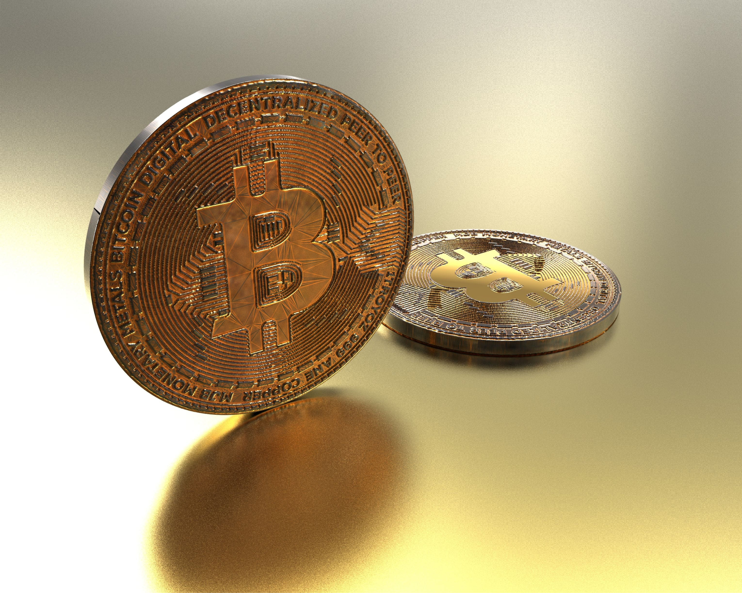 bitcoin, studio shot, the past, money, number, funding, savings, metal, krypto, coin, gold colored, parts, economy, pattern, finance, colored background, HD Wallpaper