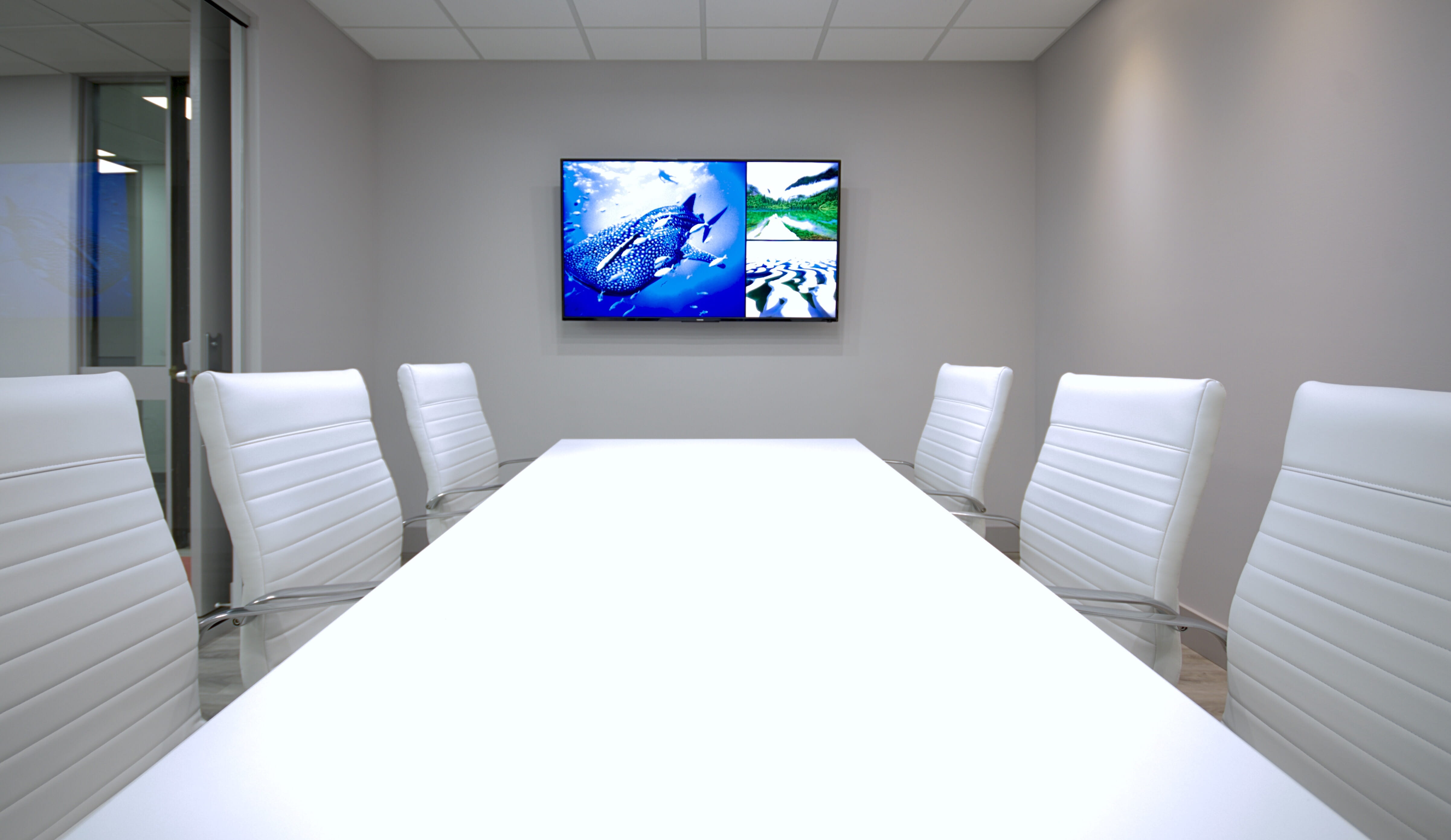 ceiling, boardroom, television, seat, chair, technology, white, no people, wall, wall - building feature, 4K, meeting, flat screen, day, domestic room, HD Wallpaper