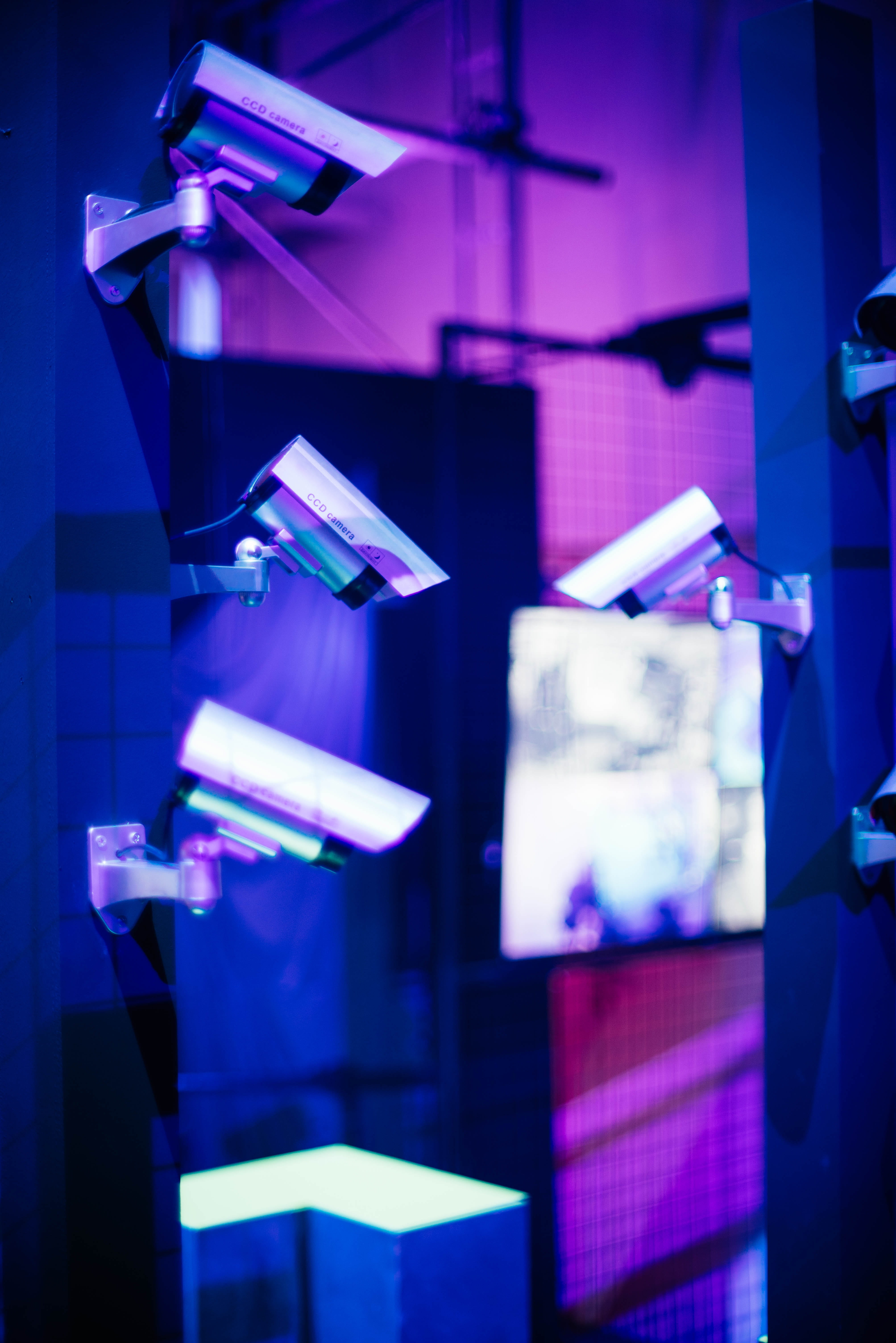 nightclub, indoors, light - natural phenomenon, closed circuit tv, blue, surveillance, nightlife, light, purple, silver, hanging, cctv, electric light, Phone HD Wallpaper