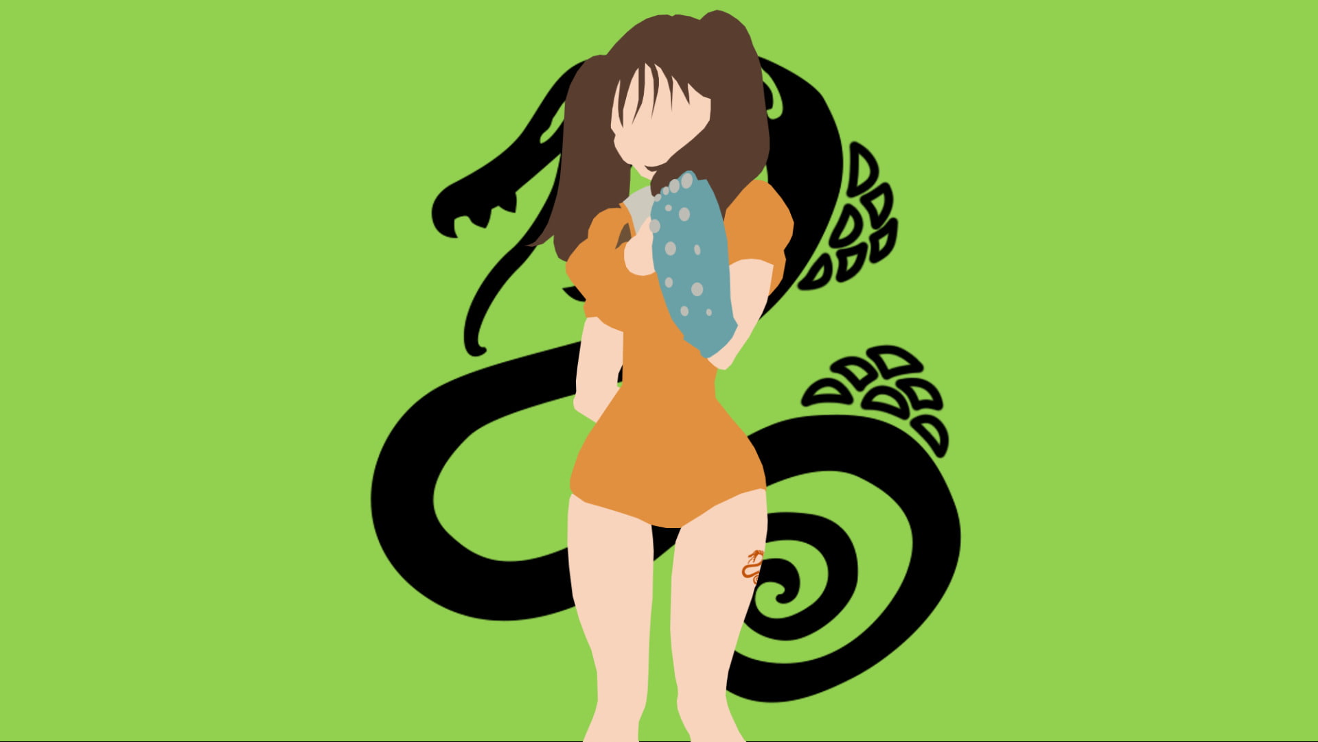 1080P, Anime, Brown Hair, Tattoo, Glove, The Seven Deadly Sins, Minimalist, Diane (The Seven Deadly Sins), HD Wallpaper