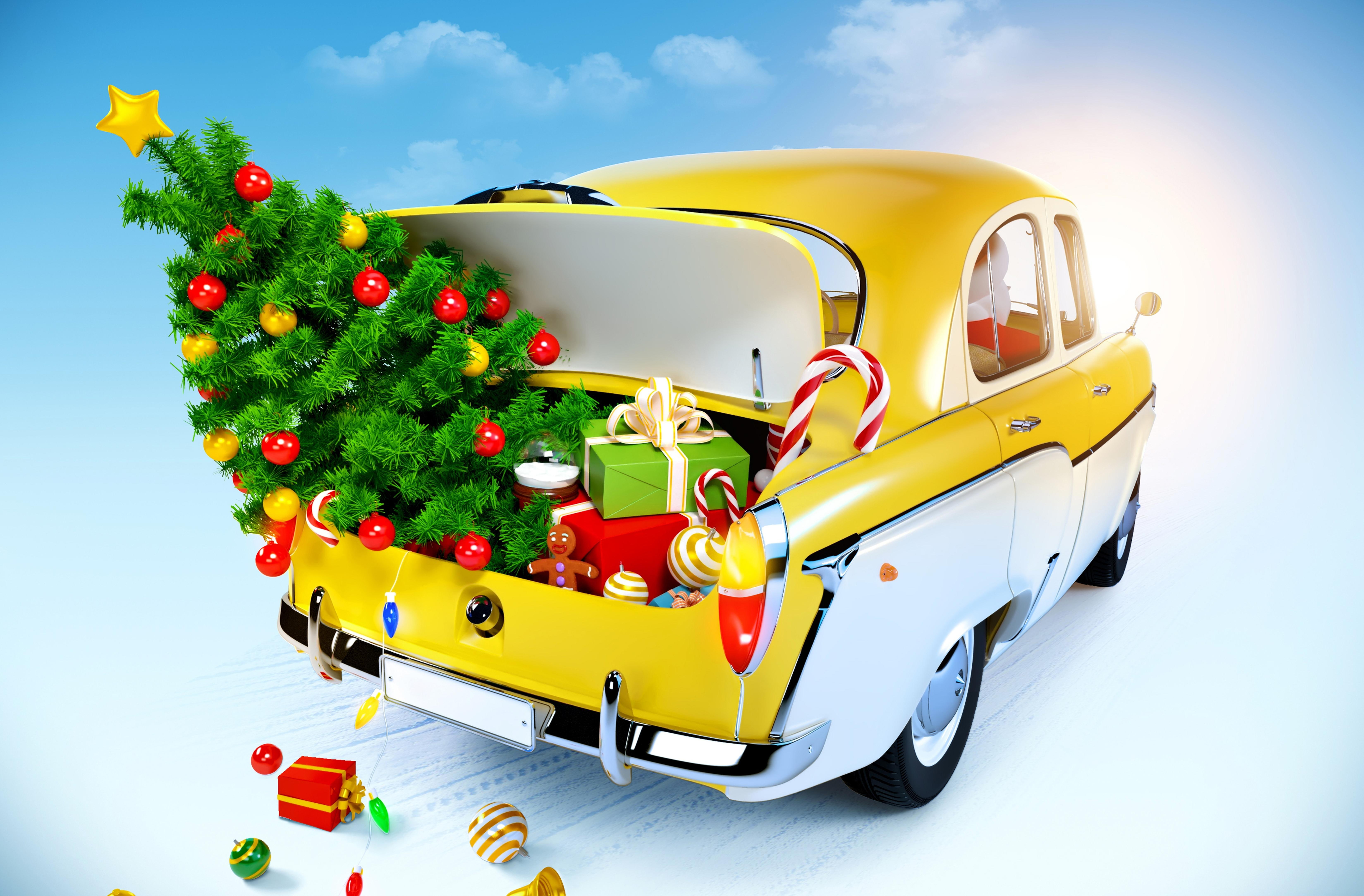 gifts, d, holidays, christmas tree, graphics, christmas, tree, 3d graphics, 5K, HD Wallpaper