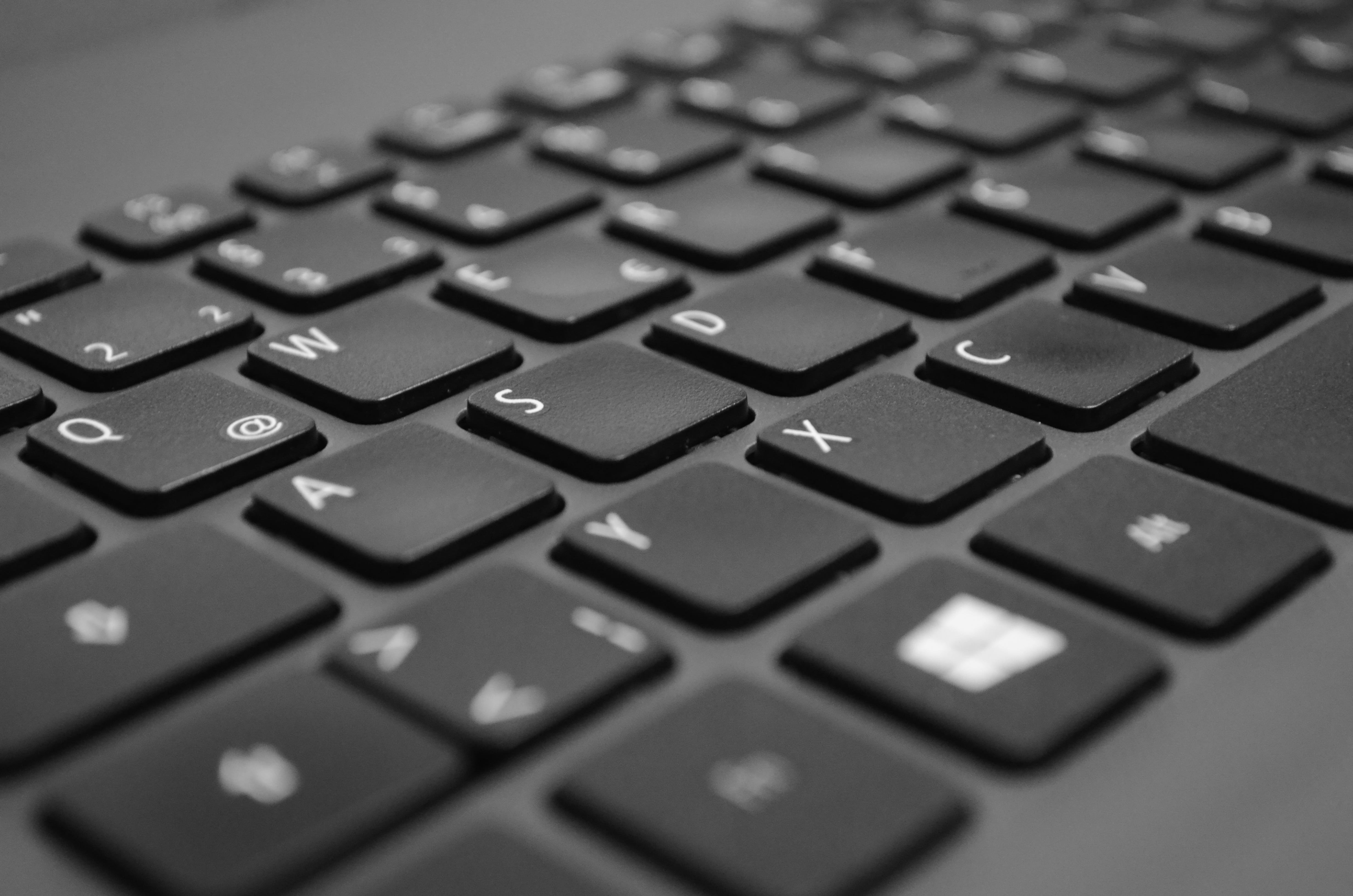 letters, computer keyboard, macro, communication, close, laptop, wireless technology, 4K, computer part, selective focus, computer key, s w, notebook, HD Wallpaper