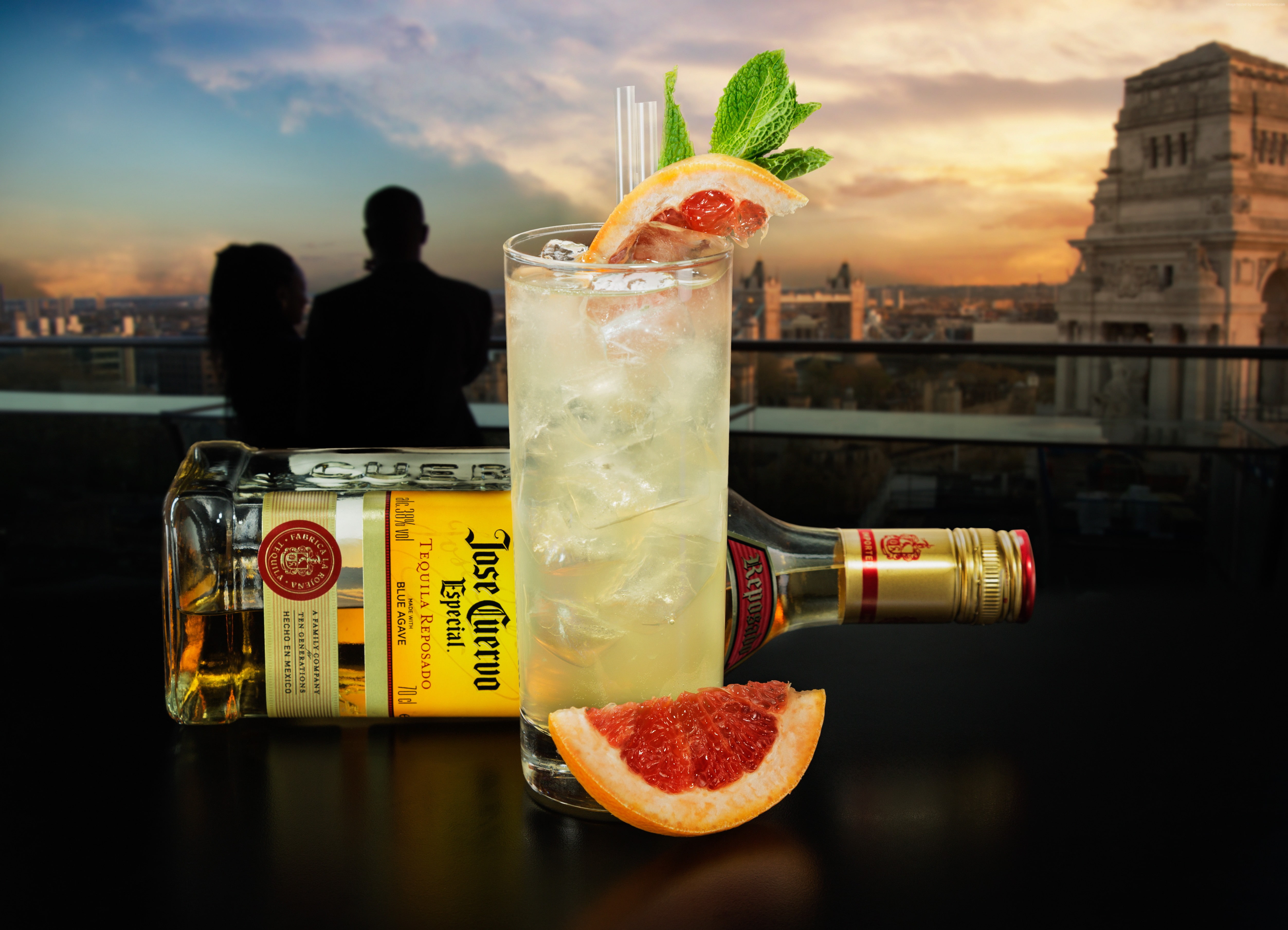 cocktails, juice, 4K, tequila, mint, grapefruit, HD Wallpaper
