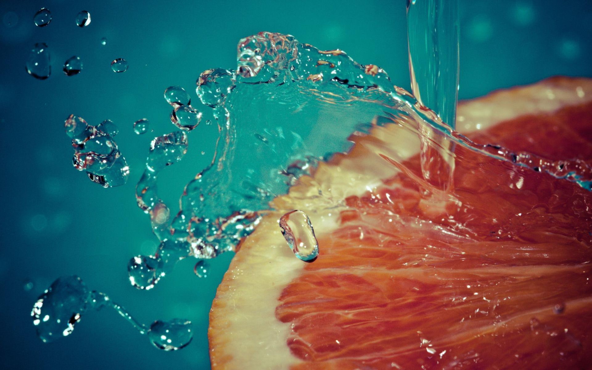 1920x1200, citrus, fruit, 1080P, slice, photography, grapefruit, sliced, water, orange, HD Wallpaper