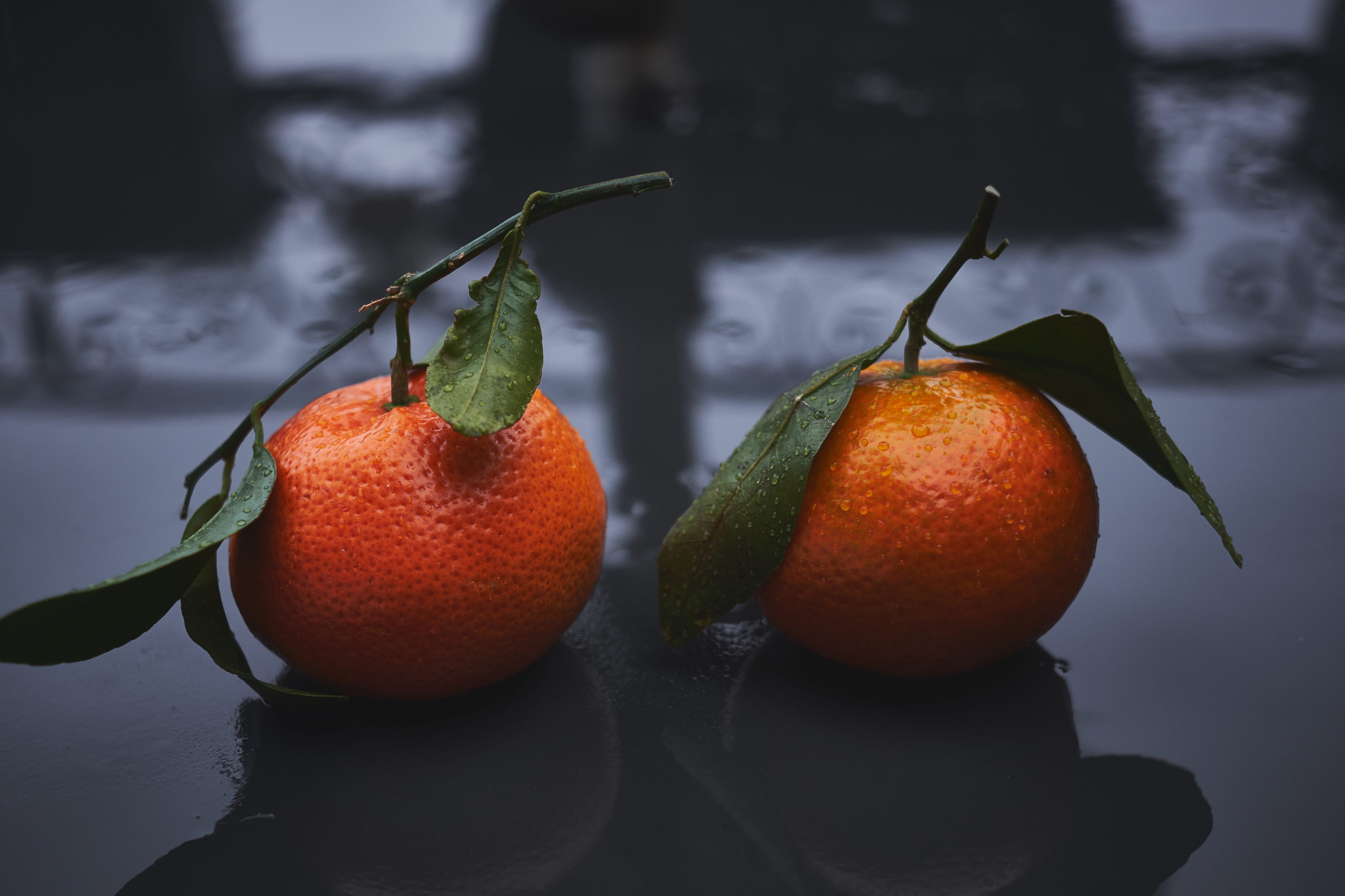 leaf, mandarin, orange - fruit, healthy eating, still life, wellbeing, close-up, freshness, ripe, focus on foreground, orange, orange color, plant part, HD Wallpaper
