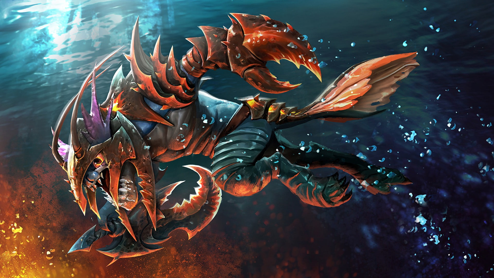 slark, dota, loading, screen, dragoon, sea, 1080P, deep, set, HD Wallpaper