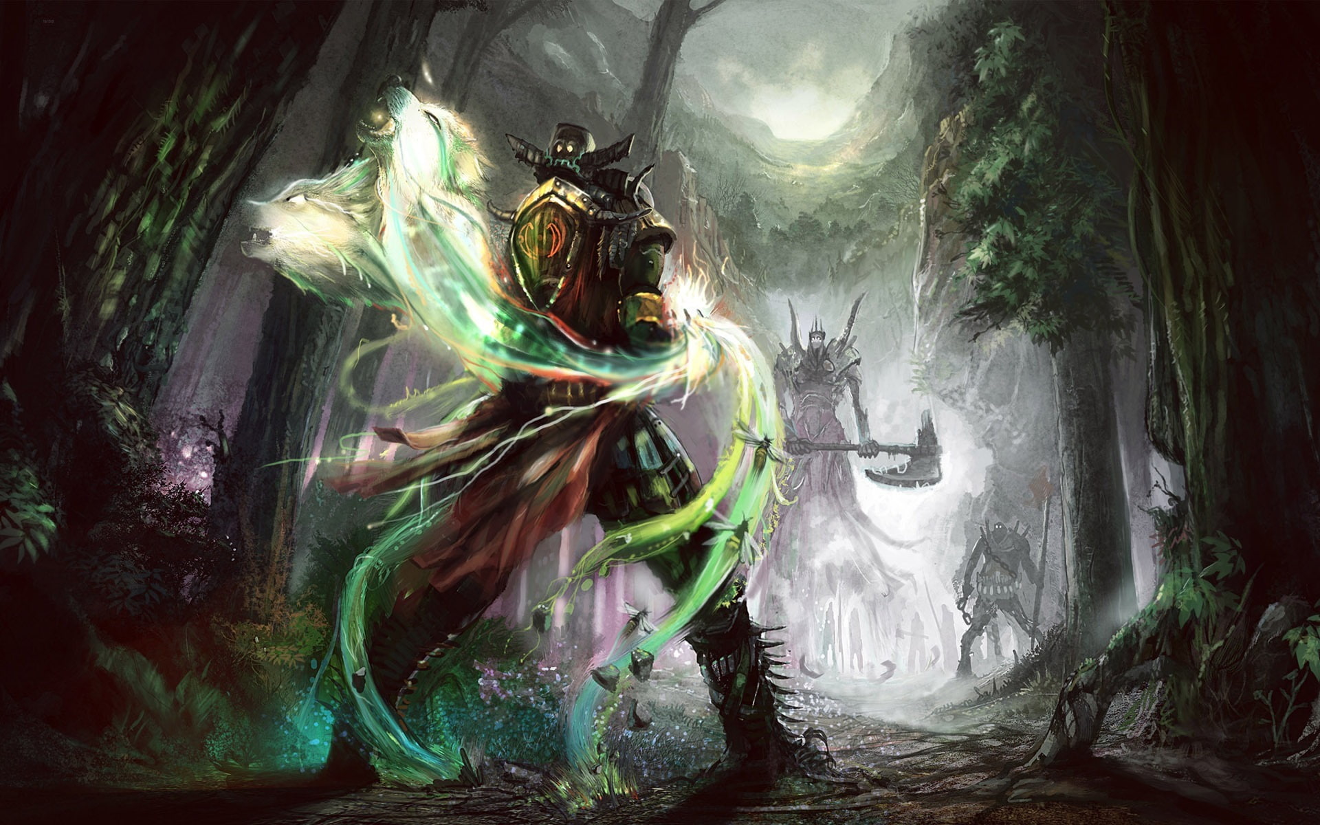 bee, flowing, armor, outdoors, red, warrior, digital composite, nature, blurred motion, axe, illustration, grey, motion, wearing, night, the fight, digital, HD Wallpaper