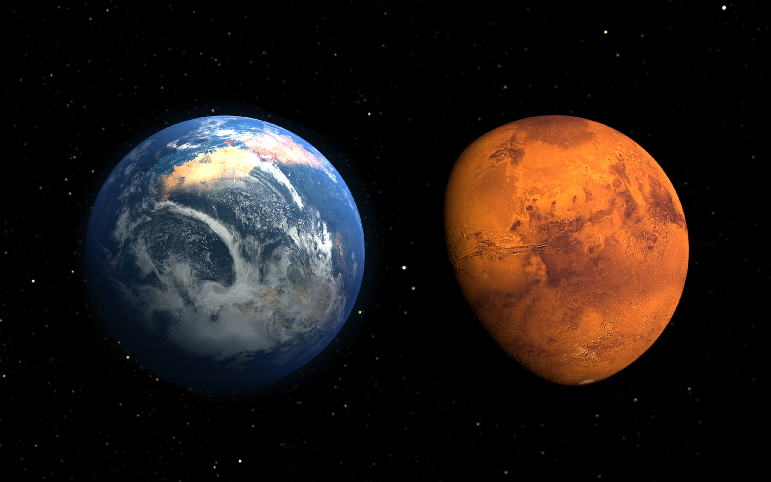 2K, earth, compare, mars, hd, HD Wallpaper