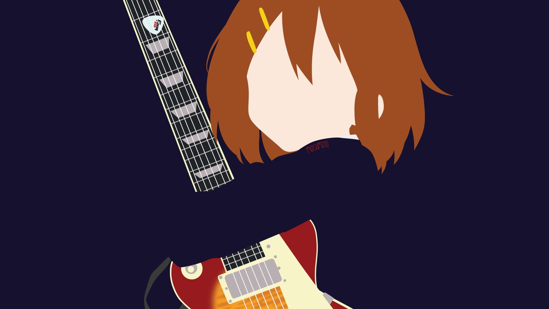 anime, copy space, K-ON!, human hand, finger, string, music, guitar, black background, playing, 1080P, musical equipment, human finger, arts culture and entertainment, HD Wallpaper