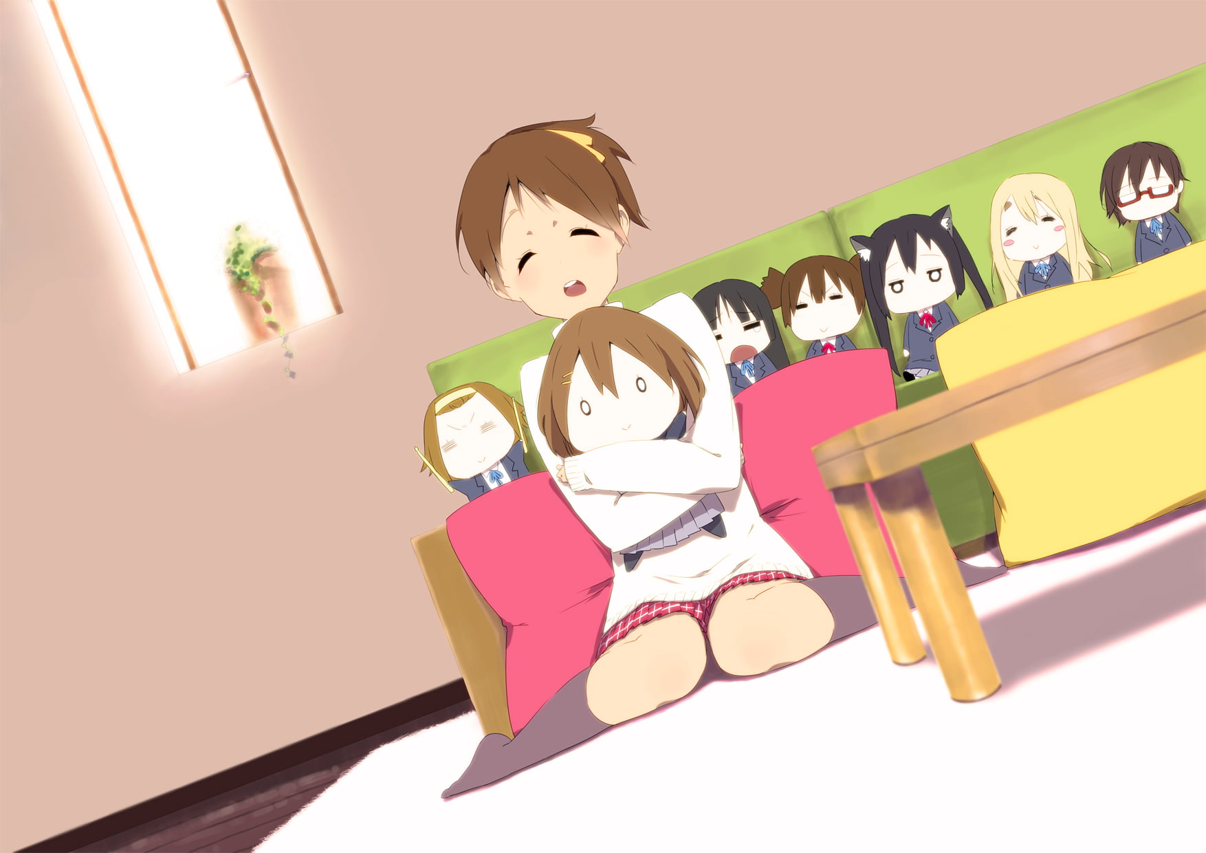 sport, childhood, Hirasawa Ui, real people, K-ON!, anime girls, boys, people, smiling, lifestyles, innocence, toy, sitting, happiness, leisure activity, HD Wallpaper