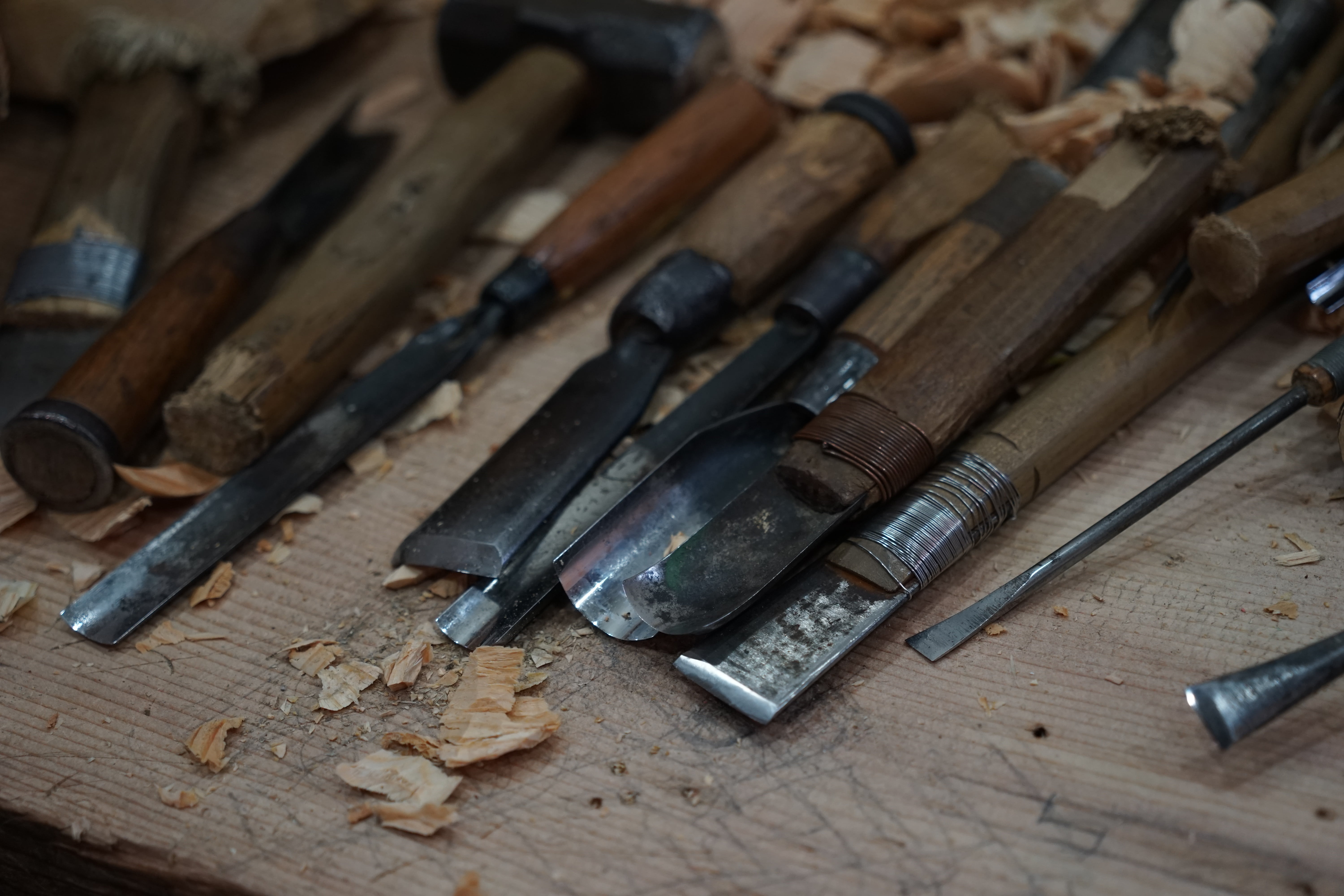 hobbies, woodworking, extension, close-up, abundance, lot, craftsperson, indoors, close, equipment, art and craft, traditional, blade, carpenter, 5K, wood - Material, HD Wallpaper