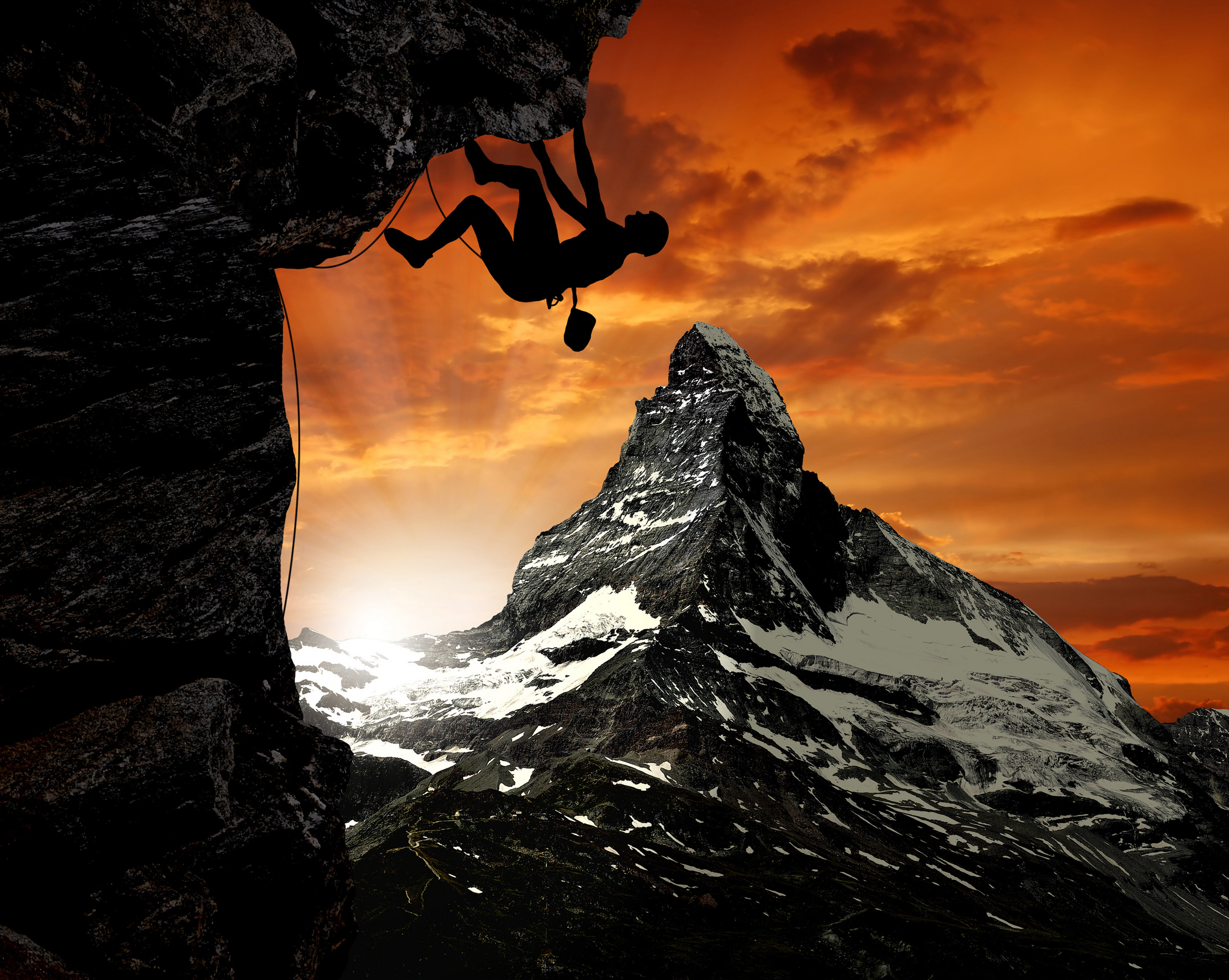 goal., scenics - nature, orange color, tranquil scene, matterhorn, non-urban scene, real people, adventure, landscape, cloud - sky, sign, beauty in nature, HD Wallpaper