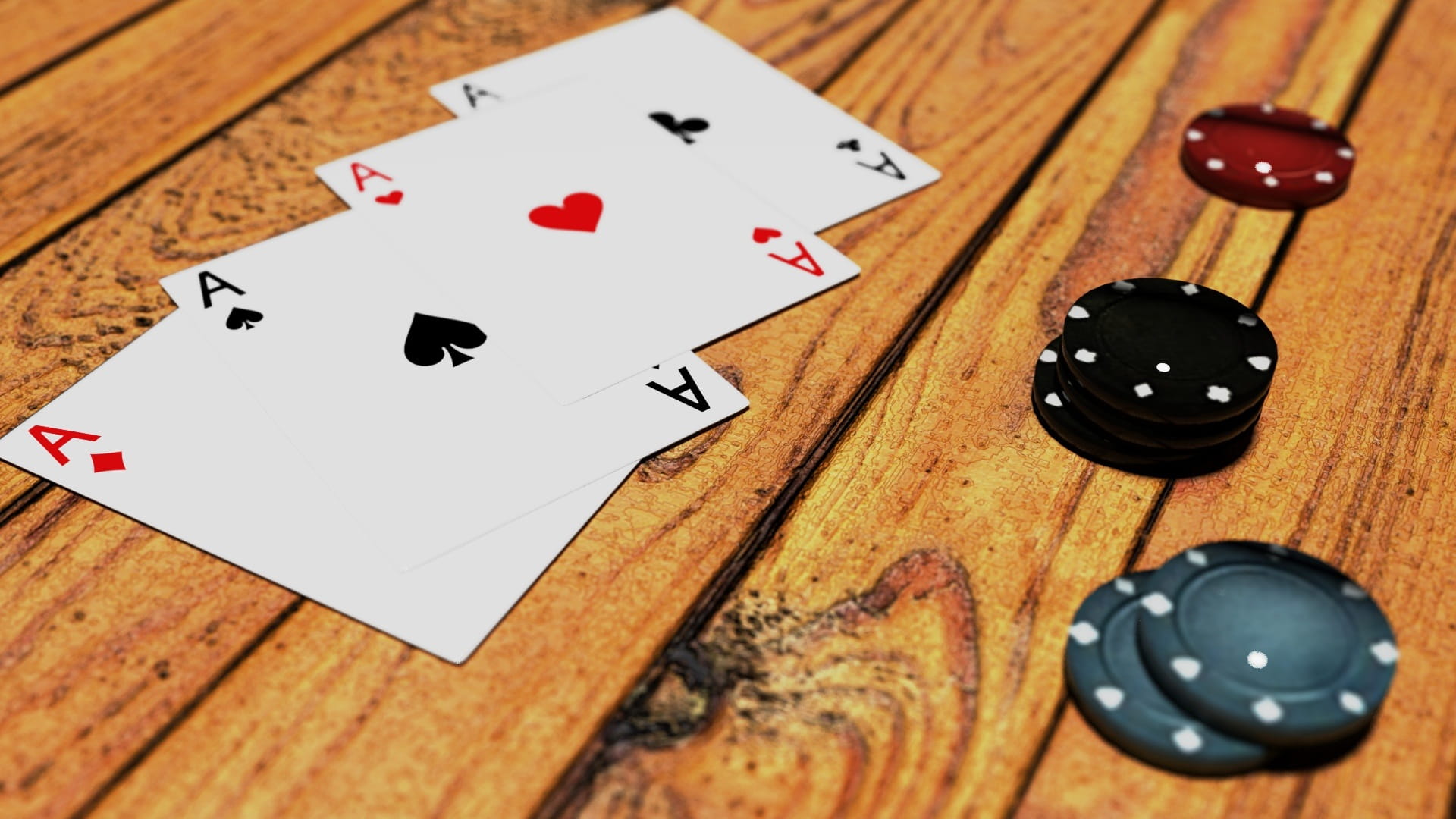 token, gambling, high angle view, four, opportunity, wooden, Poker, no people, cards, close-up, roulette, 1080P, blue, surface, Game, relaxation, gambling chip, HD Wallpaper