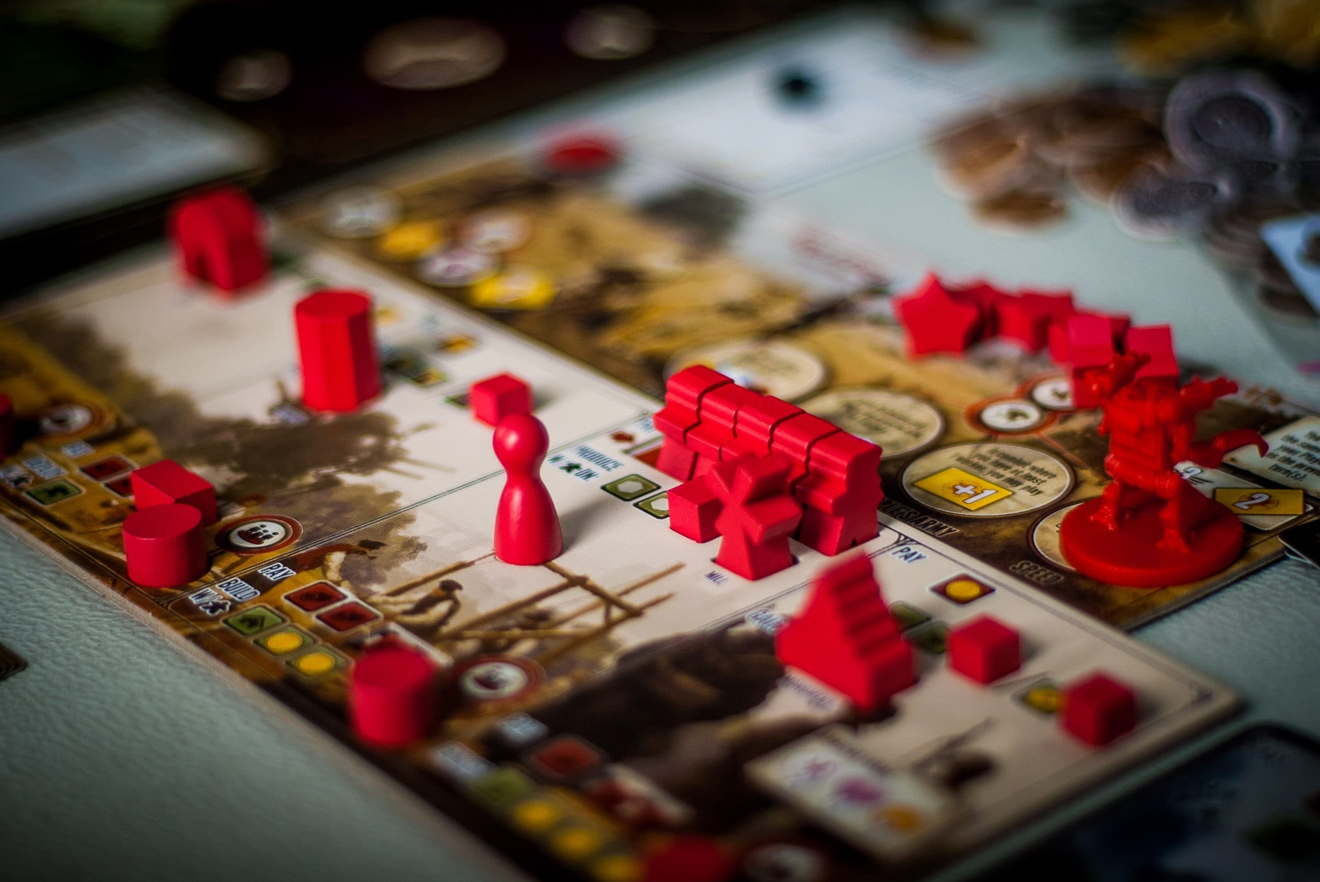 high angle view, play, variation, scythe, red, no people, choice, selective focus, creativity, representation, focus on foreground, close-up, board games, HD Wallpaper