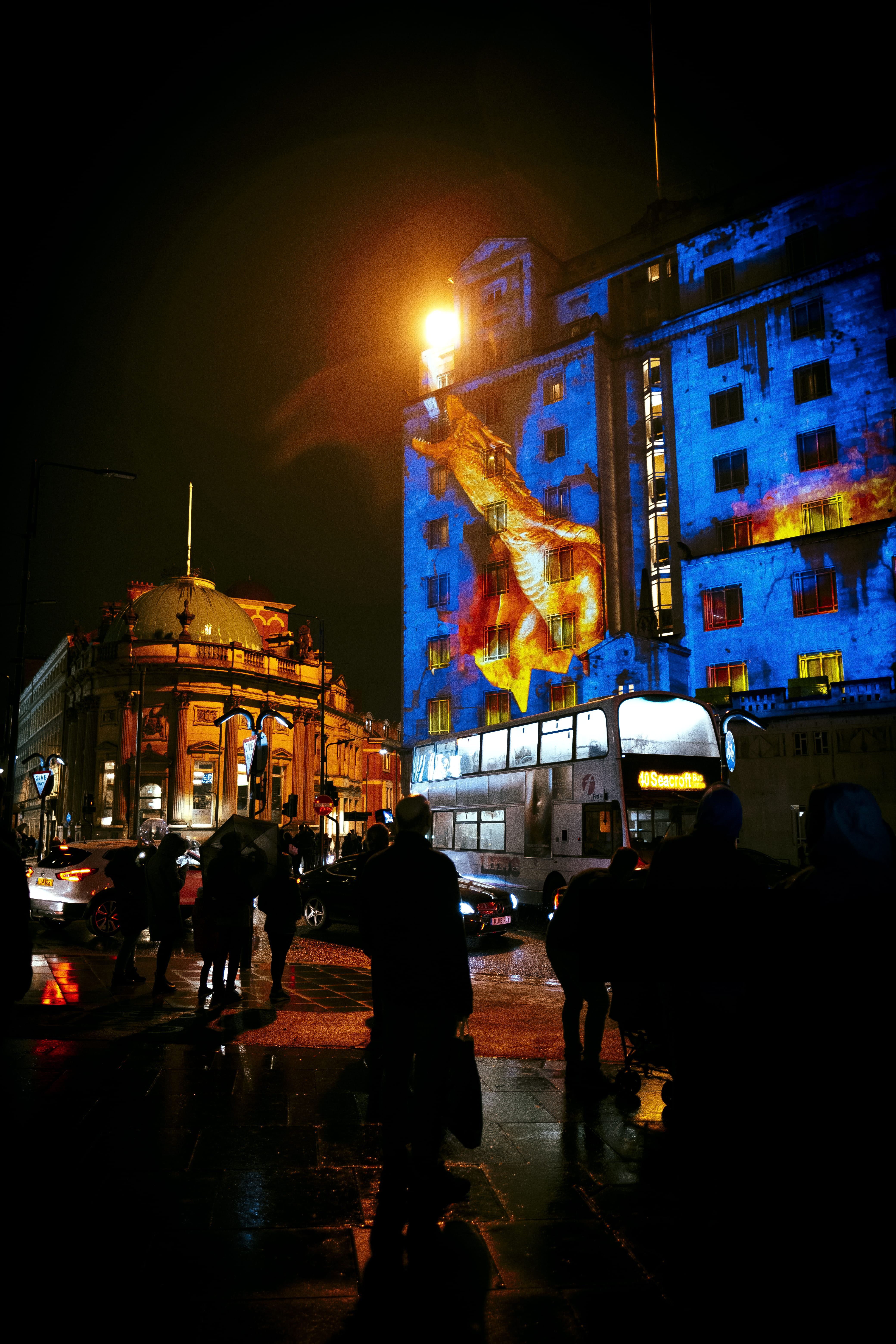 architecture, building, real people, queens, women, 5K, city, leeds, street, lifestyles, building exterior, rain, outdoors, lightfestival, transportation, Phone HD Wallpaper