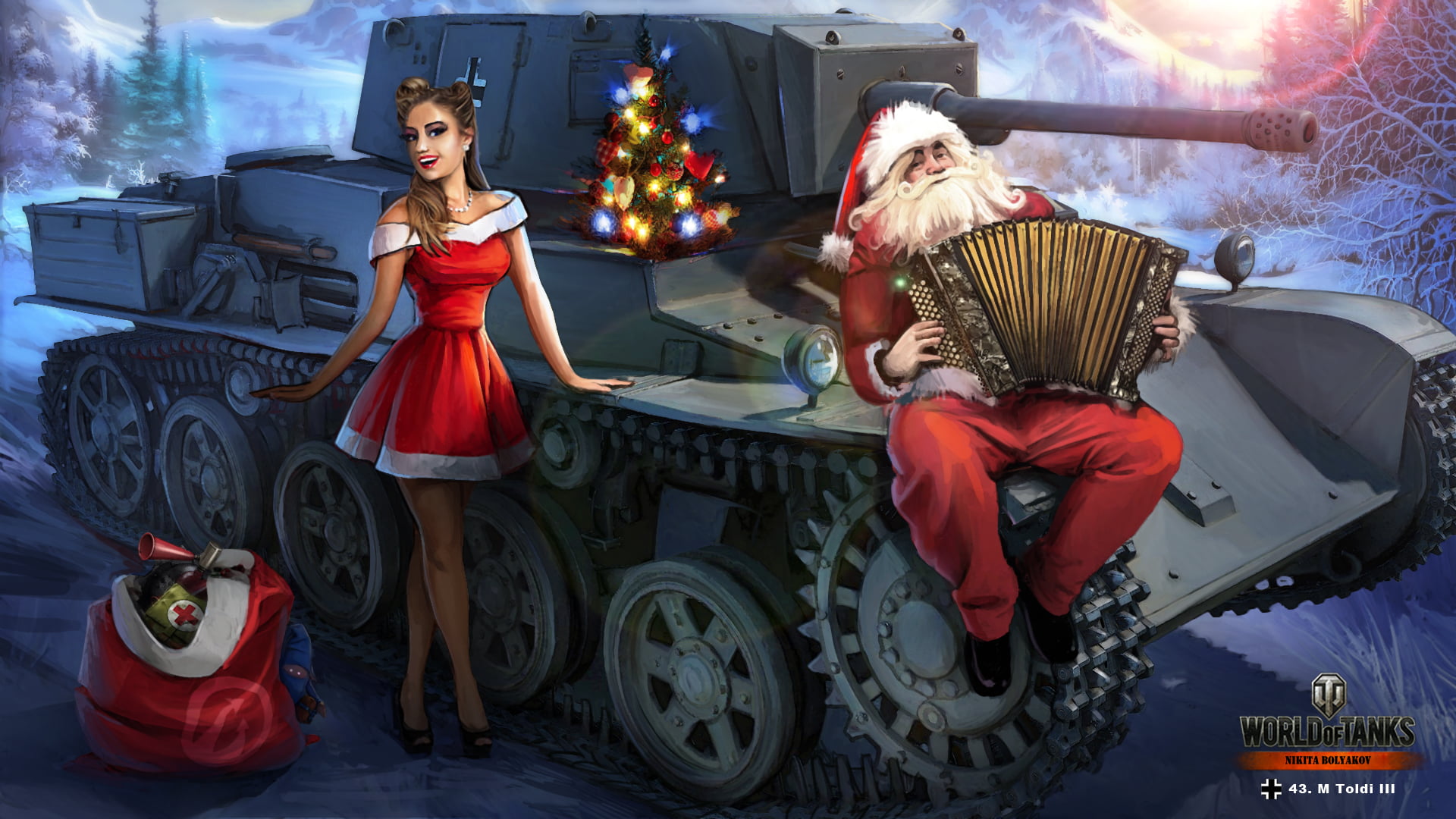 claus, lifestyles, Nikita Bolyakov, maiden, winter, women, gifts, people, christmas, accordion, 1080P, childhood, group of people, New year, human representation, HD Wallpaper