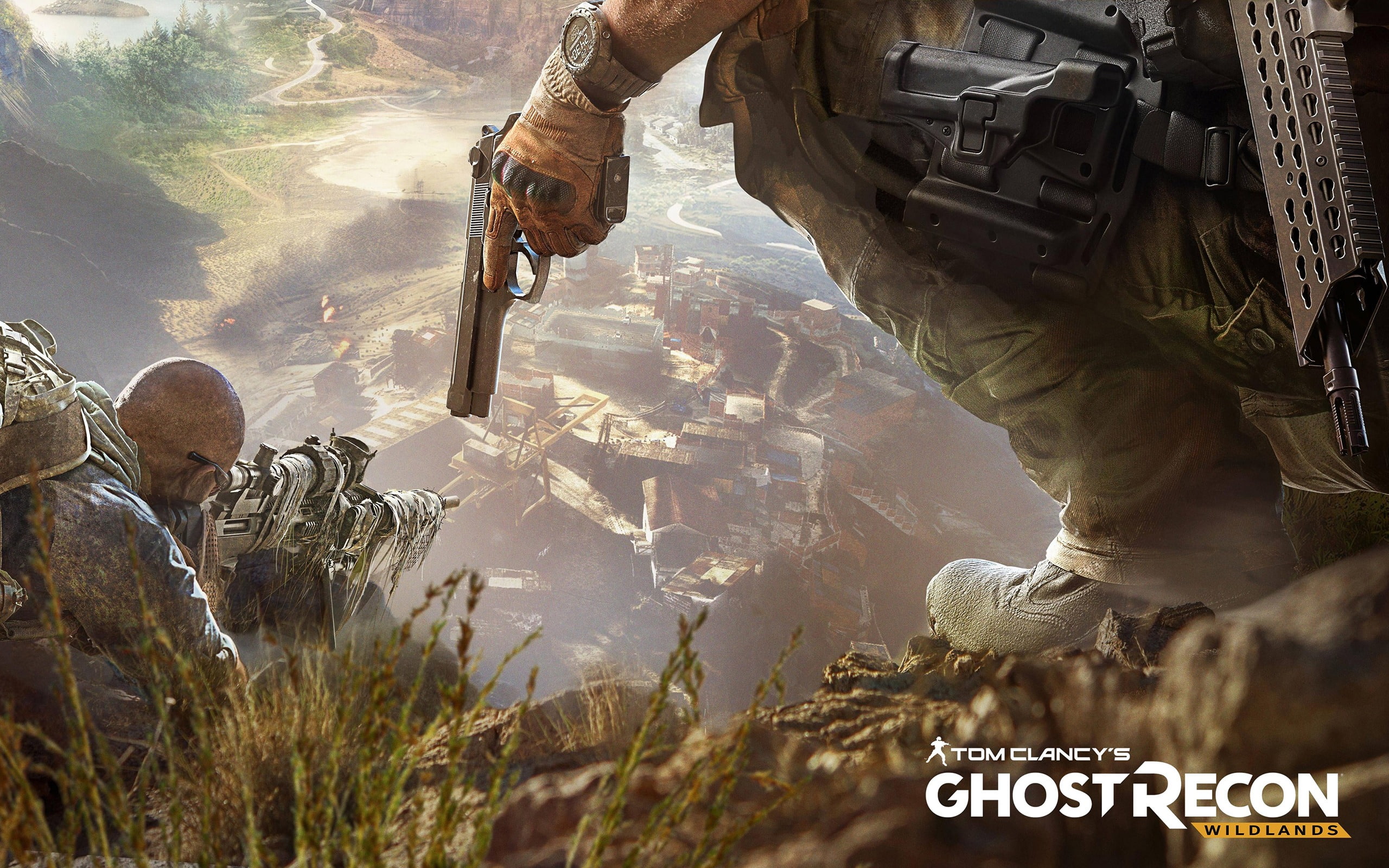 occupation, text, real people, 2K, clancys, motion, communication, human body part, ghost, sign, water, human leg, high, game, qualit, recon, day, protection, HD Wallpaper
