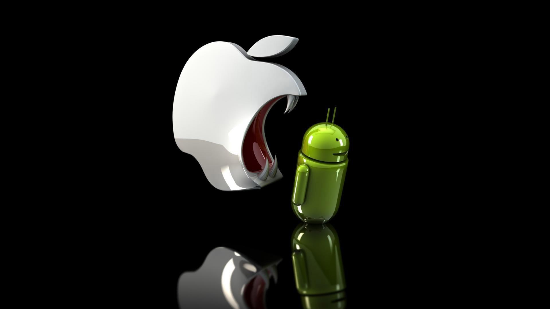 1920x1080, eating, logoillustration, apple, android, 1080P, macintosh, computers, HD Wallpaper