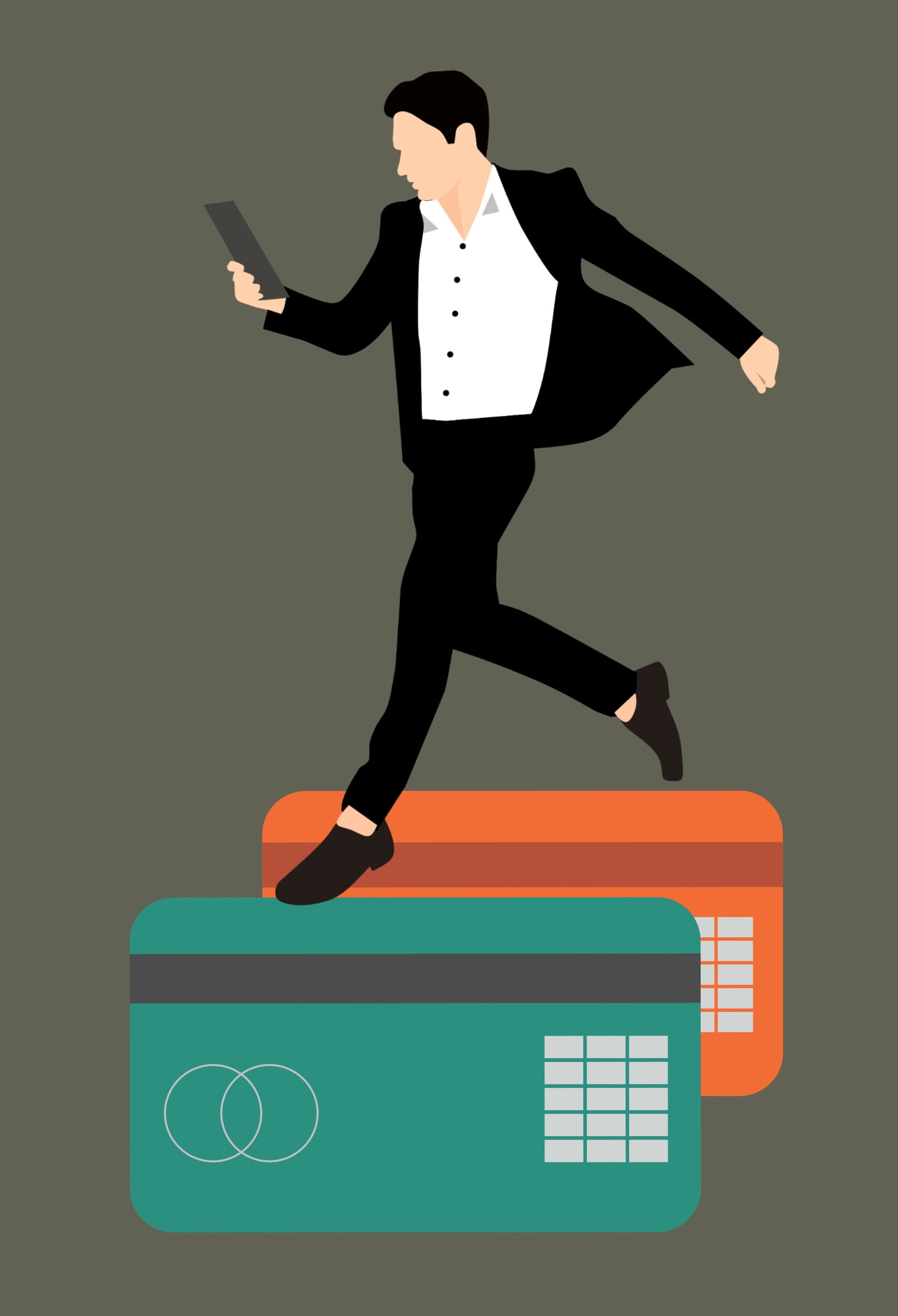 person, caucasian, mobile, cut out, black color, cards, full length, jumping, businesswoman, adult, communication, financial, corporation, credit, indoors, Phone HD Wallpaper