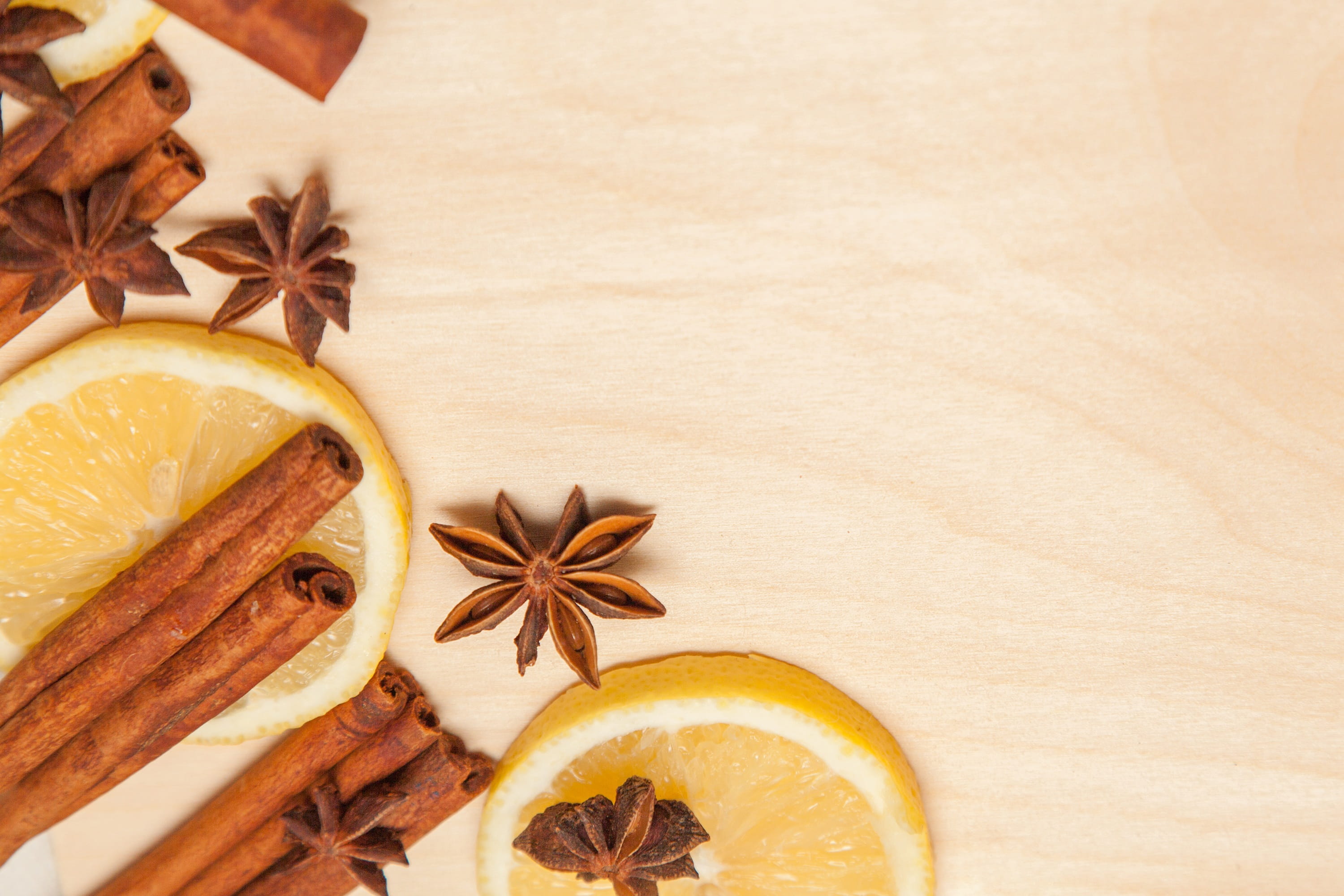 food, no people, Seasonings, ingredient, fruit, pastry shop, cinnamon sticks, slice, aroma, food and drink, drink, still life, orange, indoors, fruits, HD Wallpaper