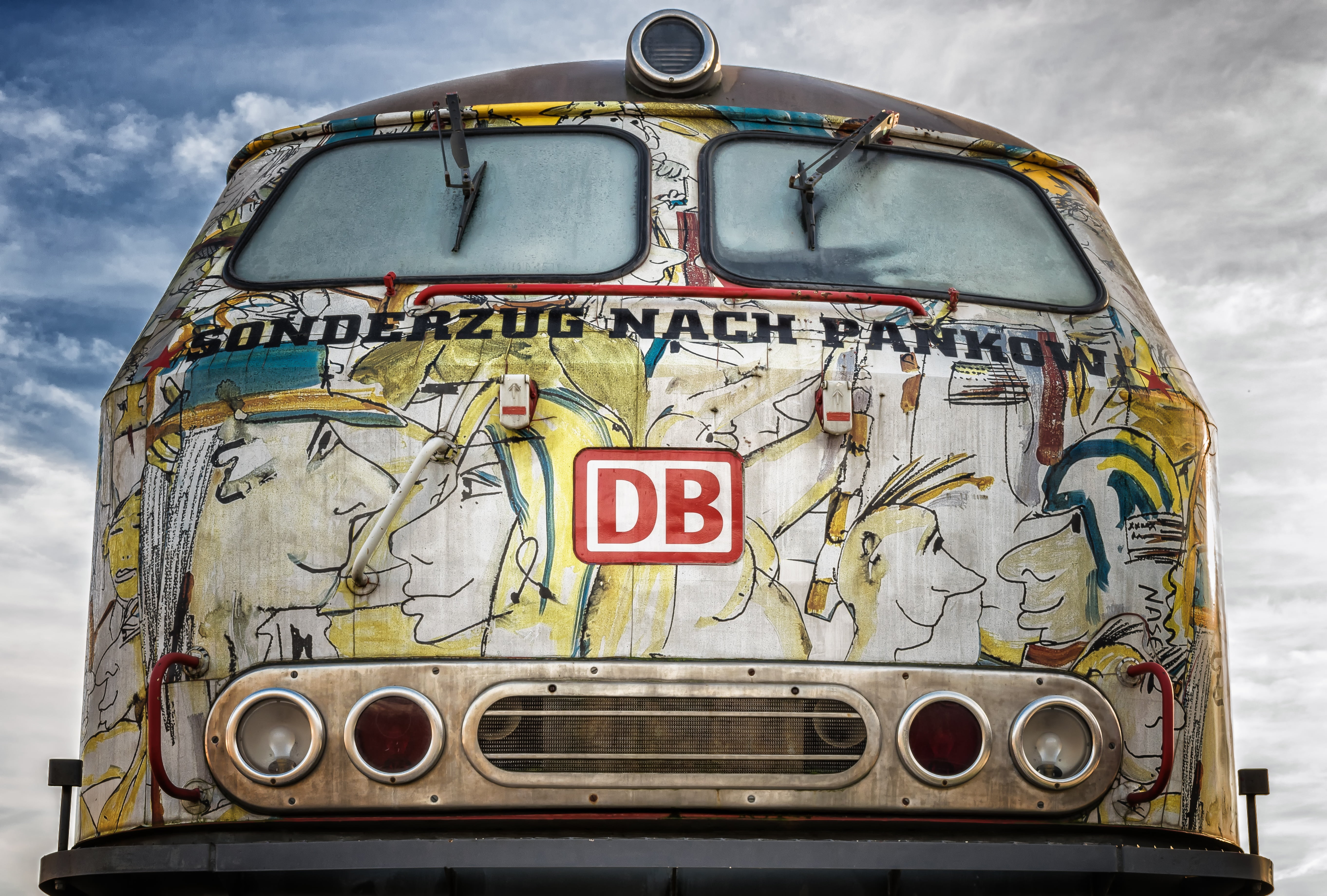 railway, railcar, sign, colorful, car, obsolete, front, close-up, van, public transportation, train, broken, gray, outdoors, transportation, loco, shut down, HD Wallpaper