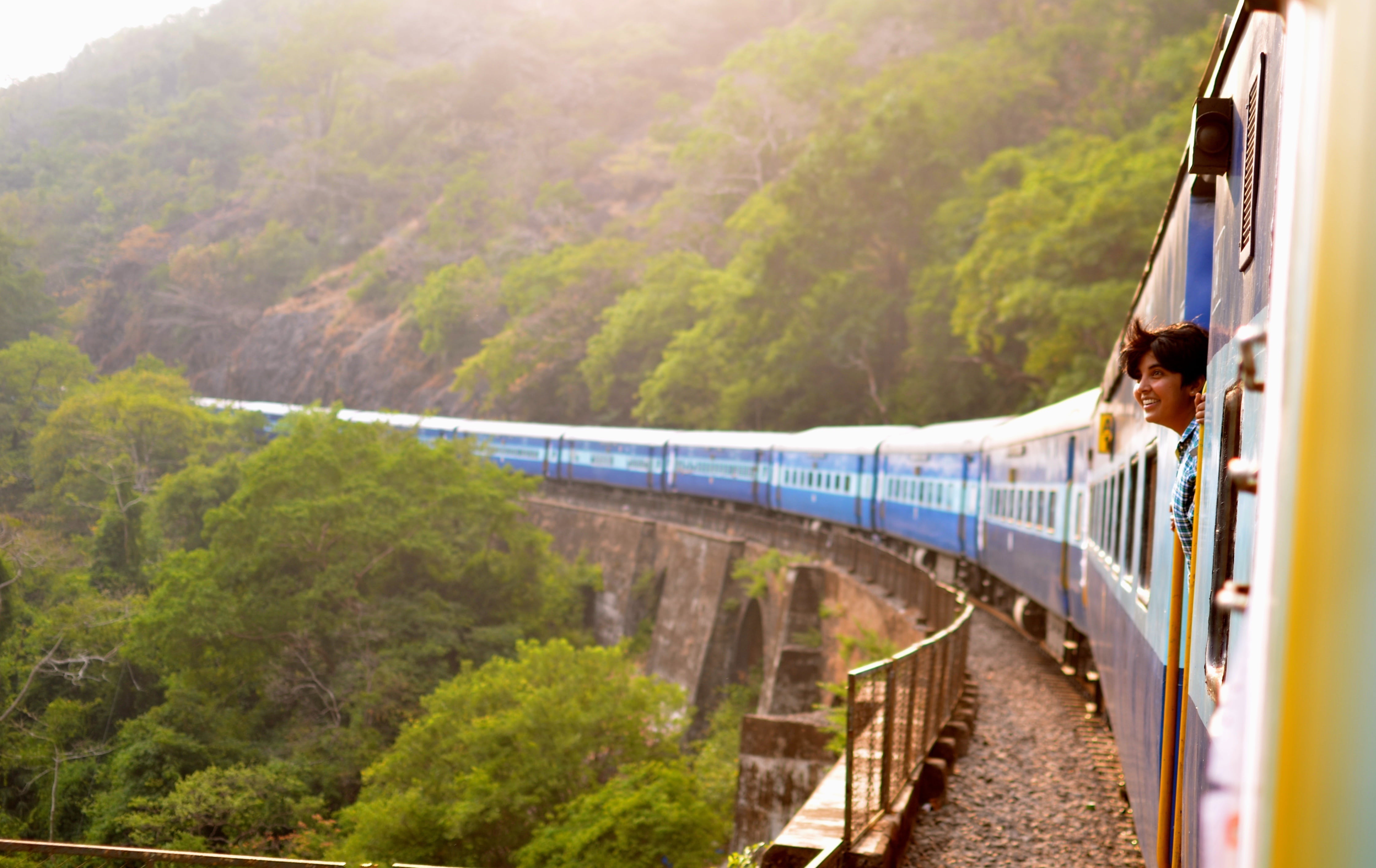 locomotive, travel, journey, trip, people, bridge - man made structure, transit, connection, railroad, plants, destination, mode of transportation, built structure, HD Wallpaper