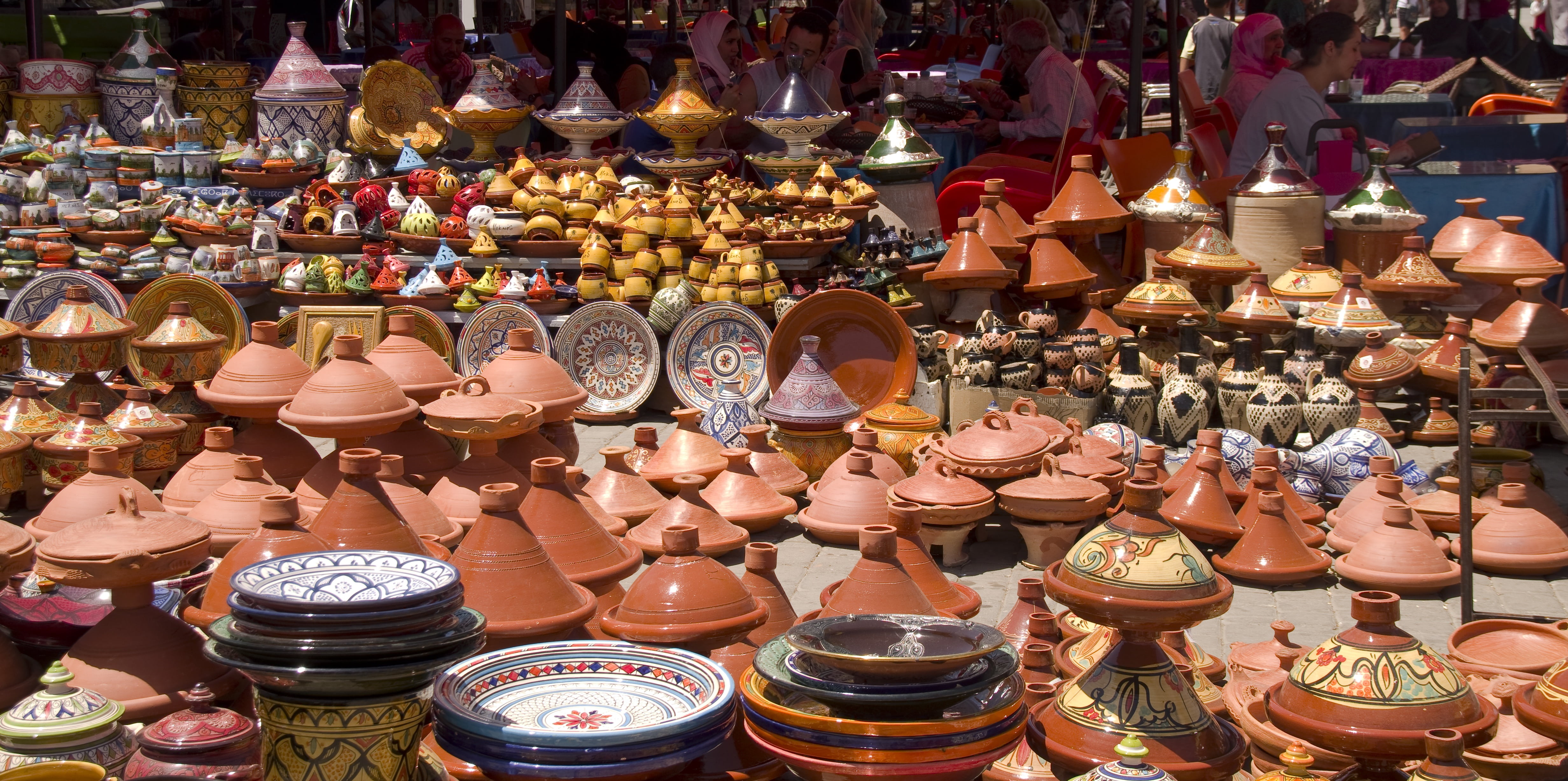 lot, lighting equipment, sale, for sale, ceramics, outdoors, morocco, collection, pottery, small business, retail, no people, meknes, retail display, jar, HD Wallpaper