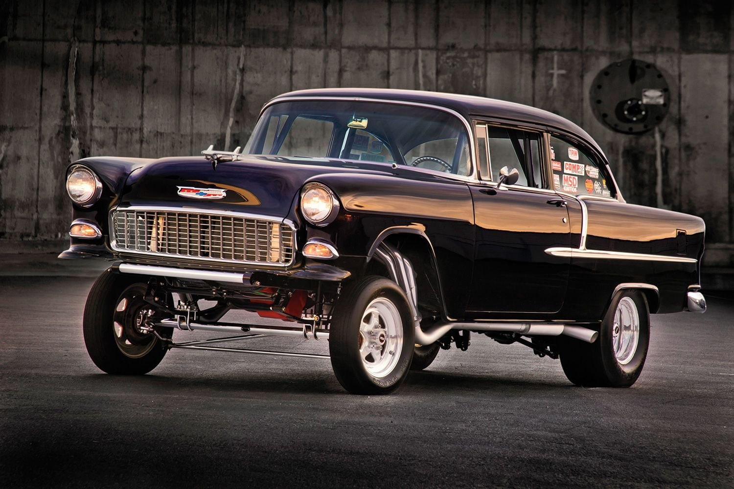 street, hot, 1955, drag, 210, two, sedan, 720P, usa, gasser, door, chevrolet, dragster, HD Wallpaper