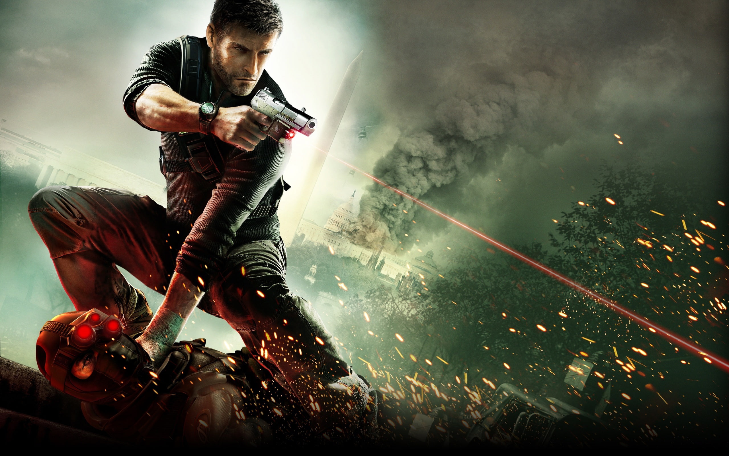 2K, hd, cell, laser, splinter, game, handgun, poster, video games, HD Wallpaper