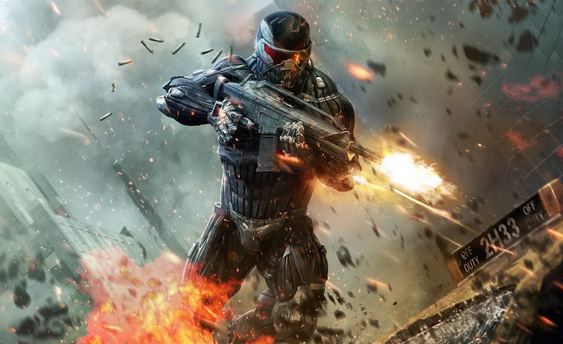 Video, shooter, one person, fire, Crysis, protective workwear, crysis 2, sign, sport, helmet, shooter video game, 1080P, headwear, government, Games, nature, HD Wallpaper