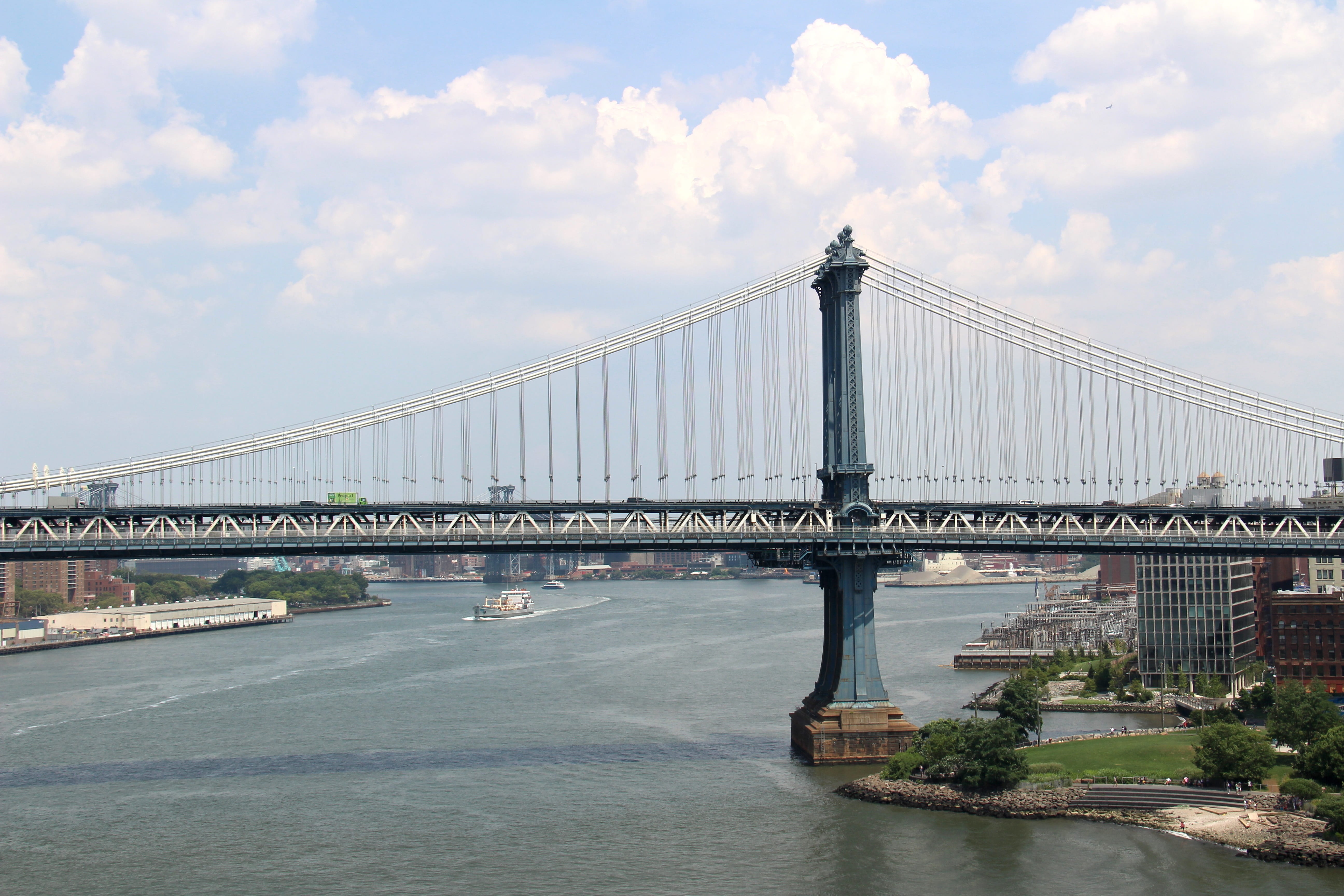 new york, new york city skyline, travel, transportation, river, architecture, travel destinations, tourism, long, urban, cityscape, america, nature, bridge, HD Wallpaper