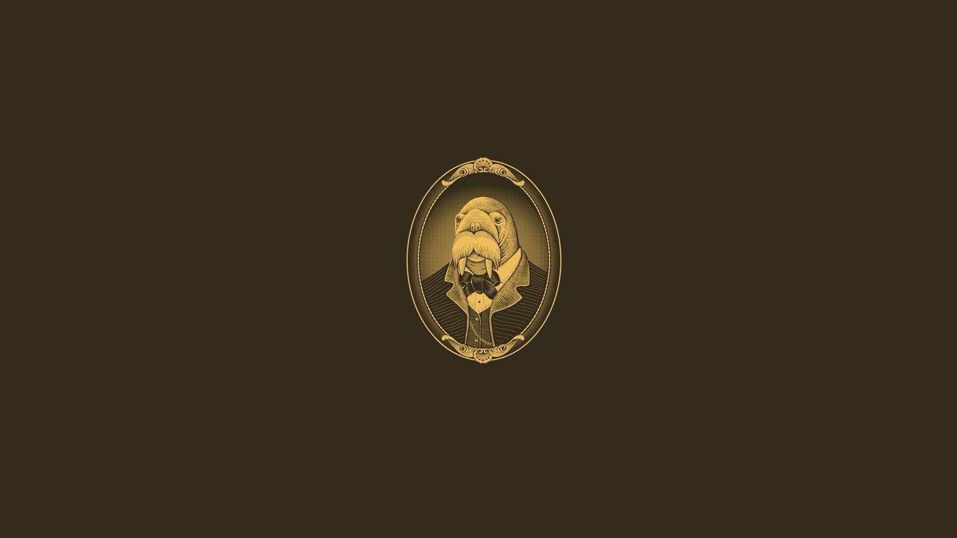1080P, sea, illustration, portrait, suit, 1920x1080, gentleman, walrus, vector, lion, HD Wallpaper