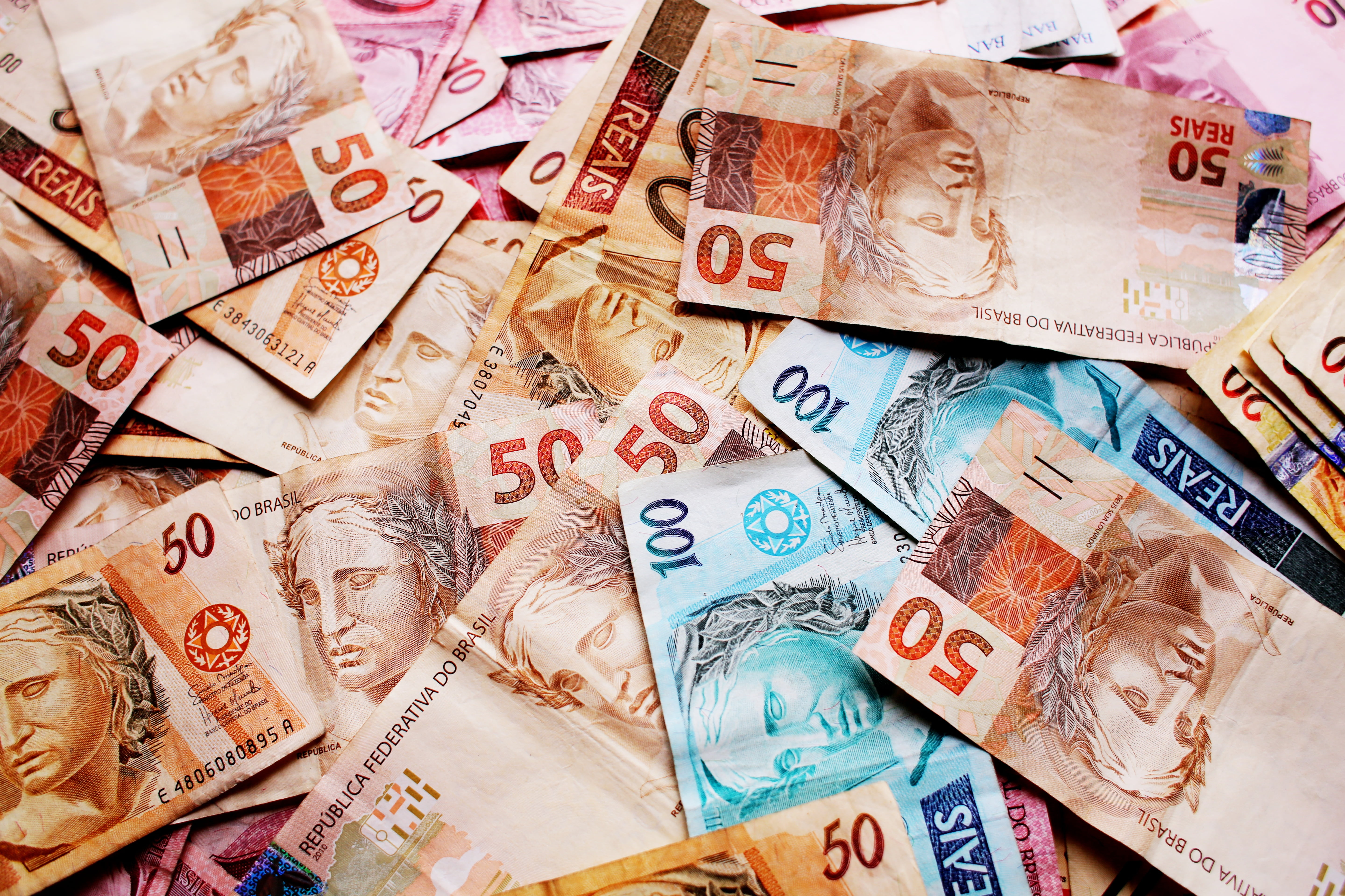 banking, indoors, salary, ten real, brazil, large group of objects, still life, variation, reais, brazilian currency, choice, ballots, photo of money, no people, HD Wallpaper