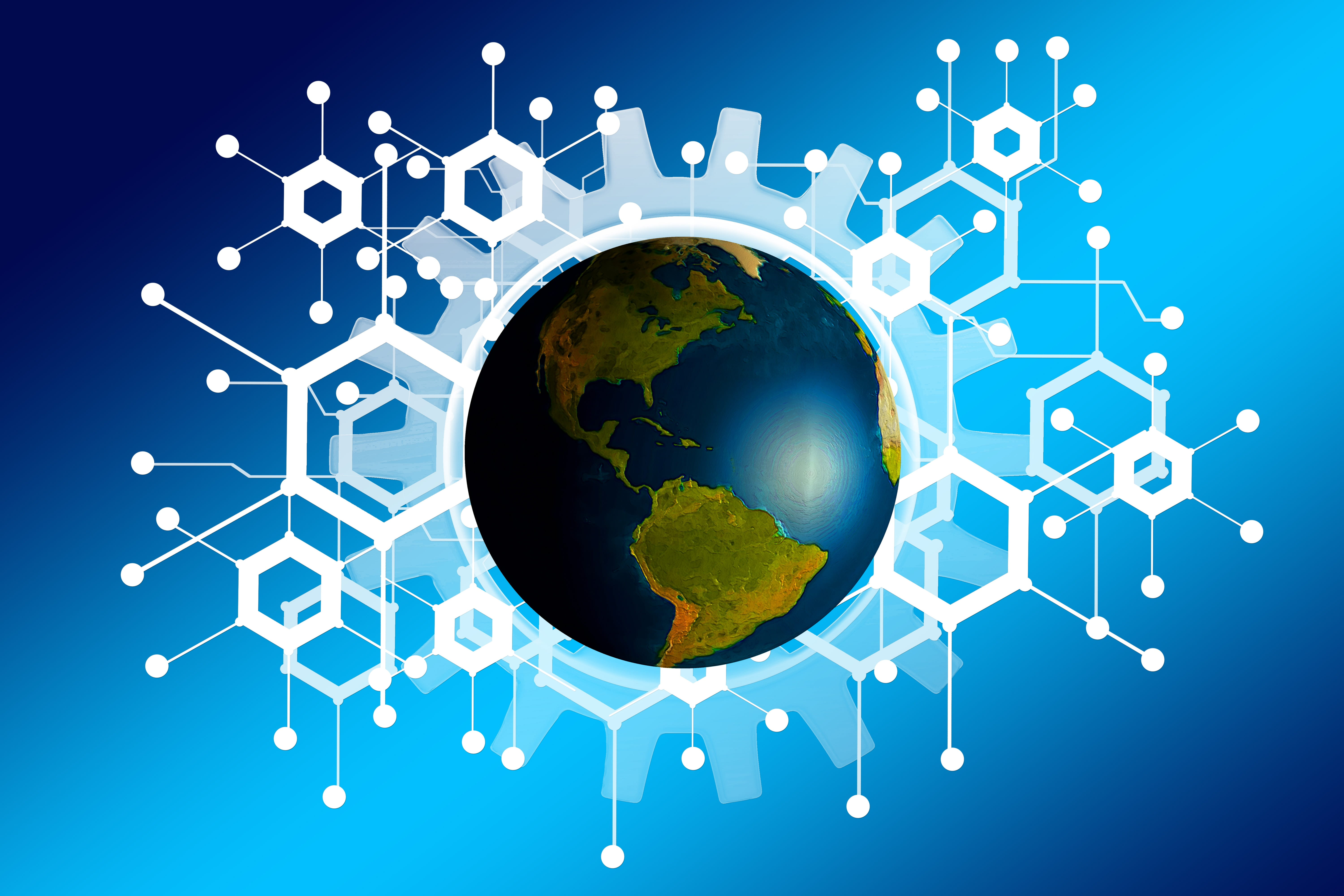 hand, no people, blue background, network, business, world map, data, cyberspace, technology, digital, globe, space, corporate business, internet, map, HD Wallpaper