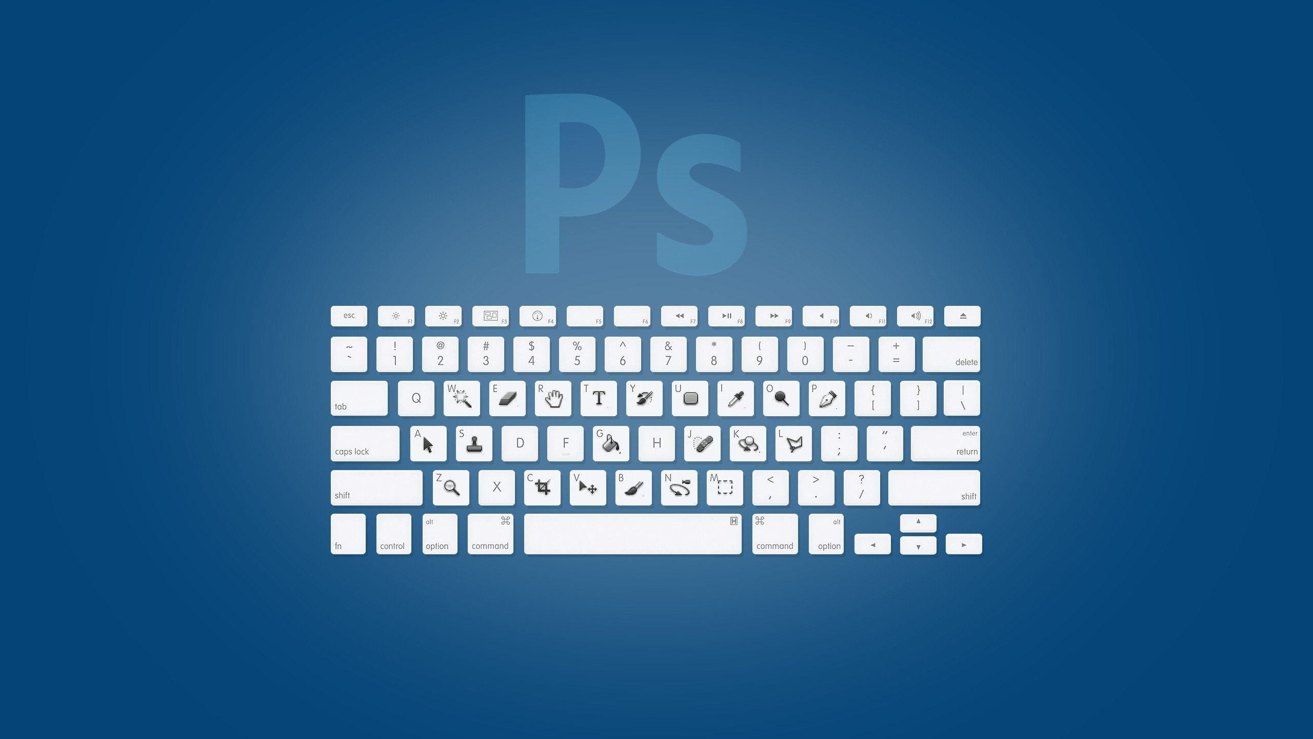 keys, Shortcuts, Keyboards, 2K, Photoshop, blue, HD Wallpaper