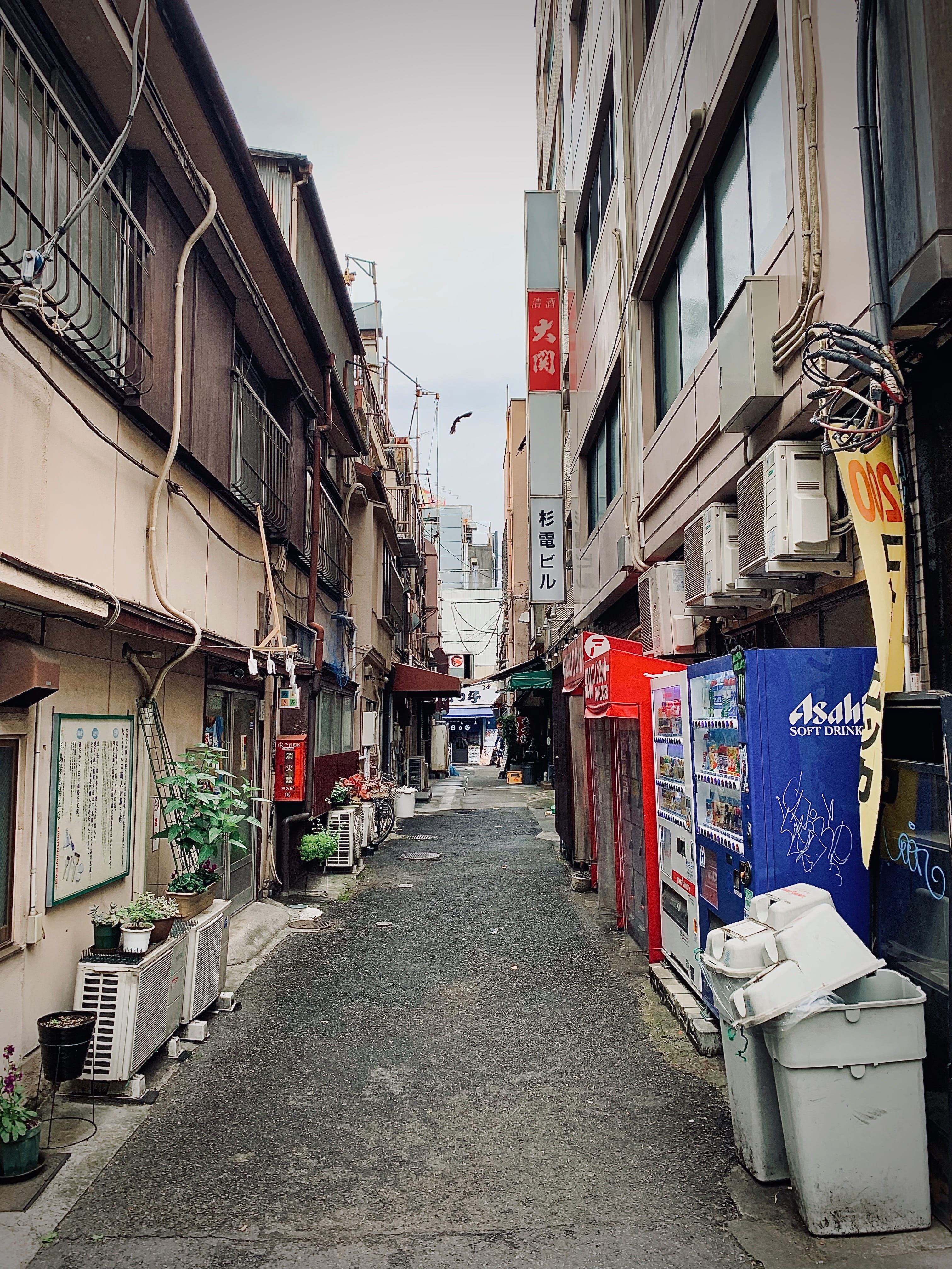 road, perspective, town, human, vending machines, transportation, the way forward, 4K, sign, kanda, building, uchi-kanda 3-chome, japan, nature, street, Phone HD Wallpaper
