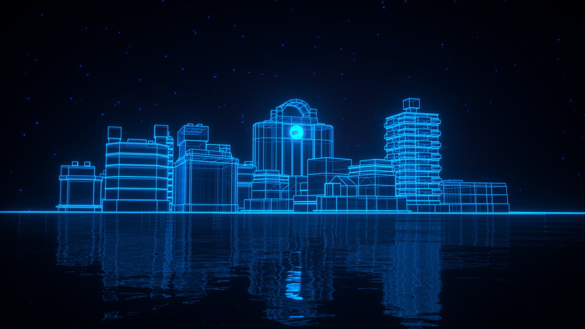 water, buildings, sky, skyscraper, architecture, office building exterior, urban skyline, 1080P, no people, nature, modern, waterfront, travel destinations, HD Wallpaper