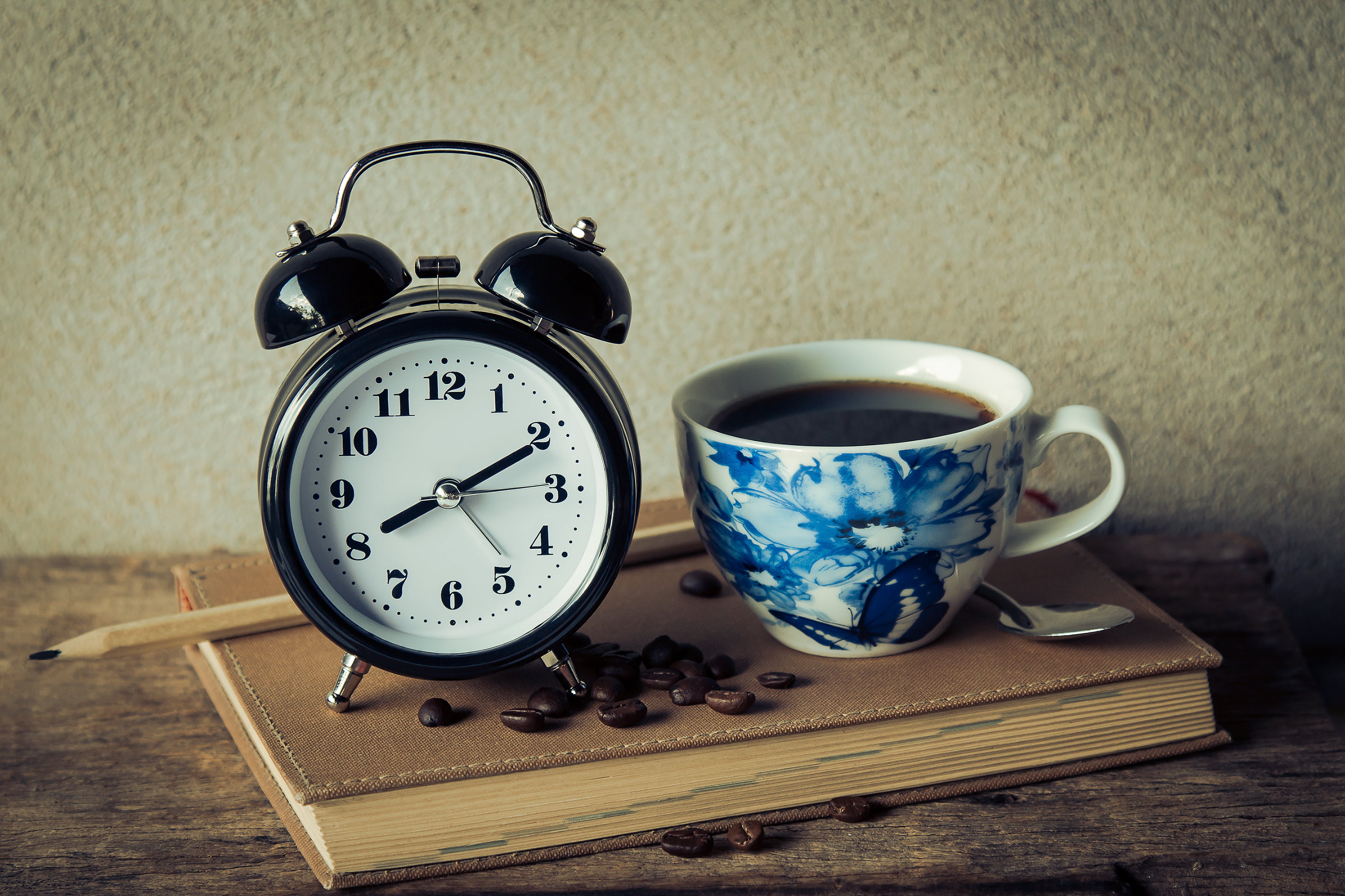 blue, table, alarm, publication, teapot, floral pattern, wall - building feature, floral, food and drink, ceramic, day, old-fashioned, tea cup, book, 2K, HD Wallpaper