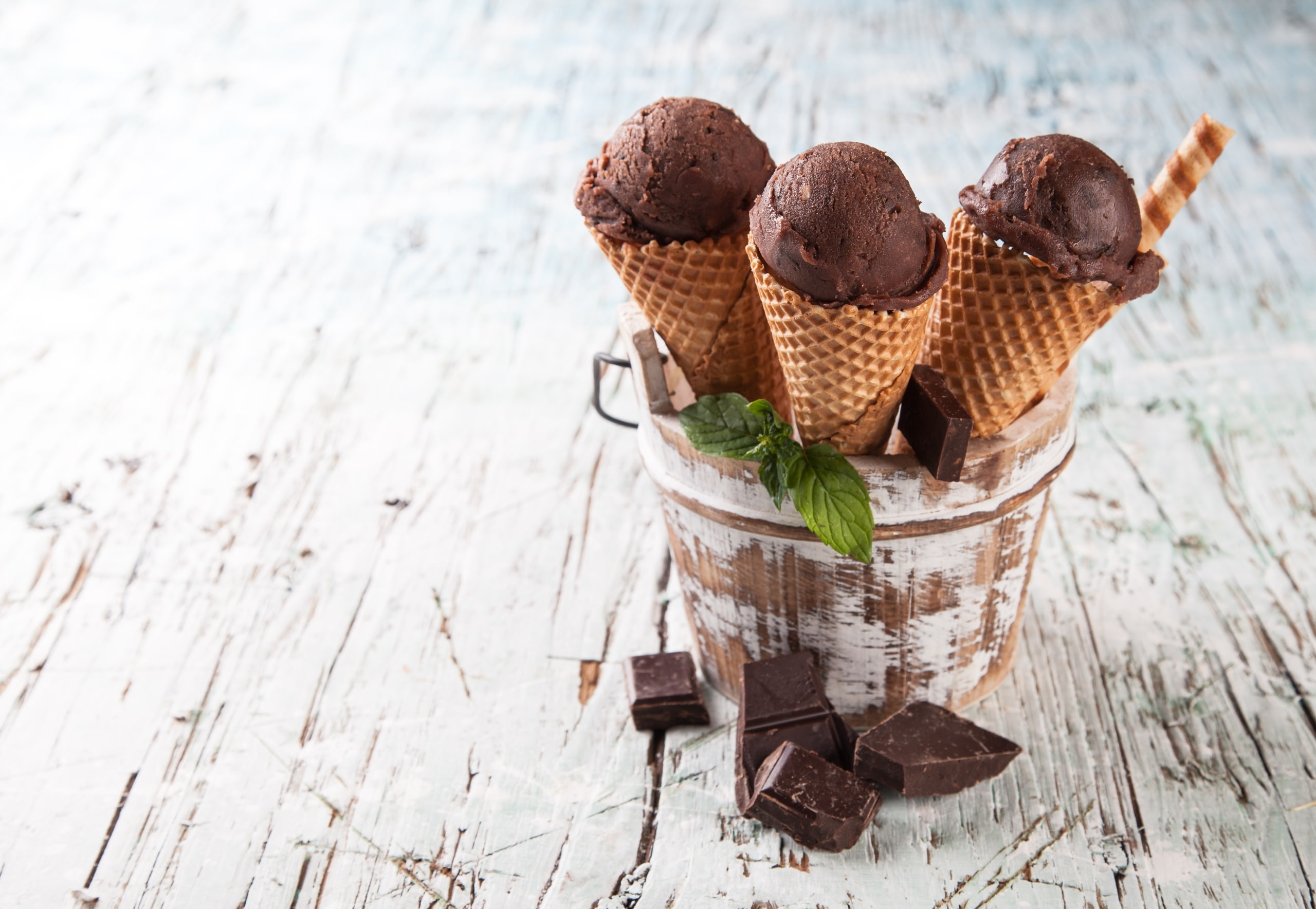 food and drink, sweet, indulgence, high angle view, day, food, brown, sweet food, temptation, wood - material, cone, freshness, no people, sweets, still life, HD Wallpaper
