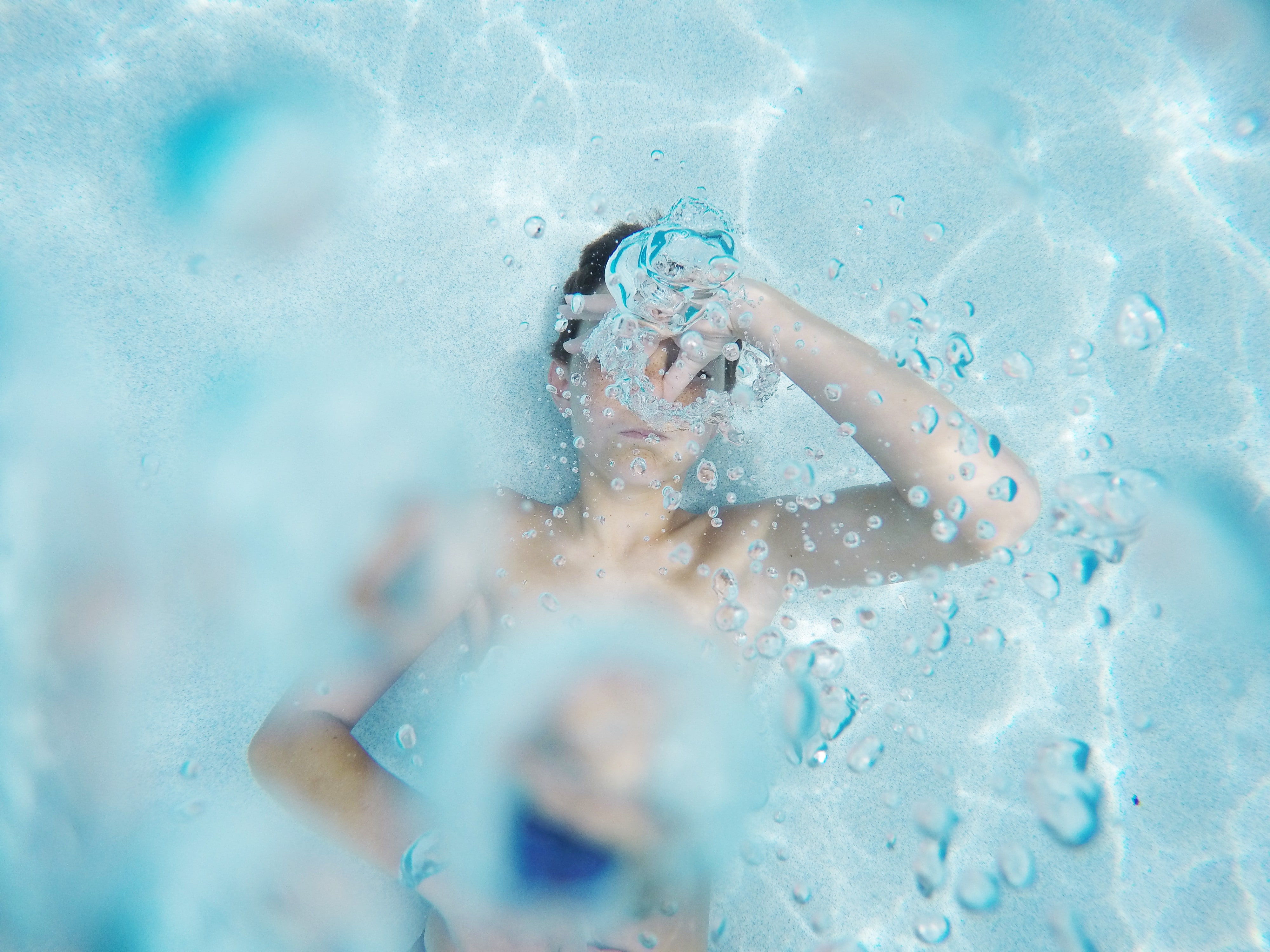 women, 4K, water, bubbles, underwater, HD Wallpaper