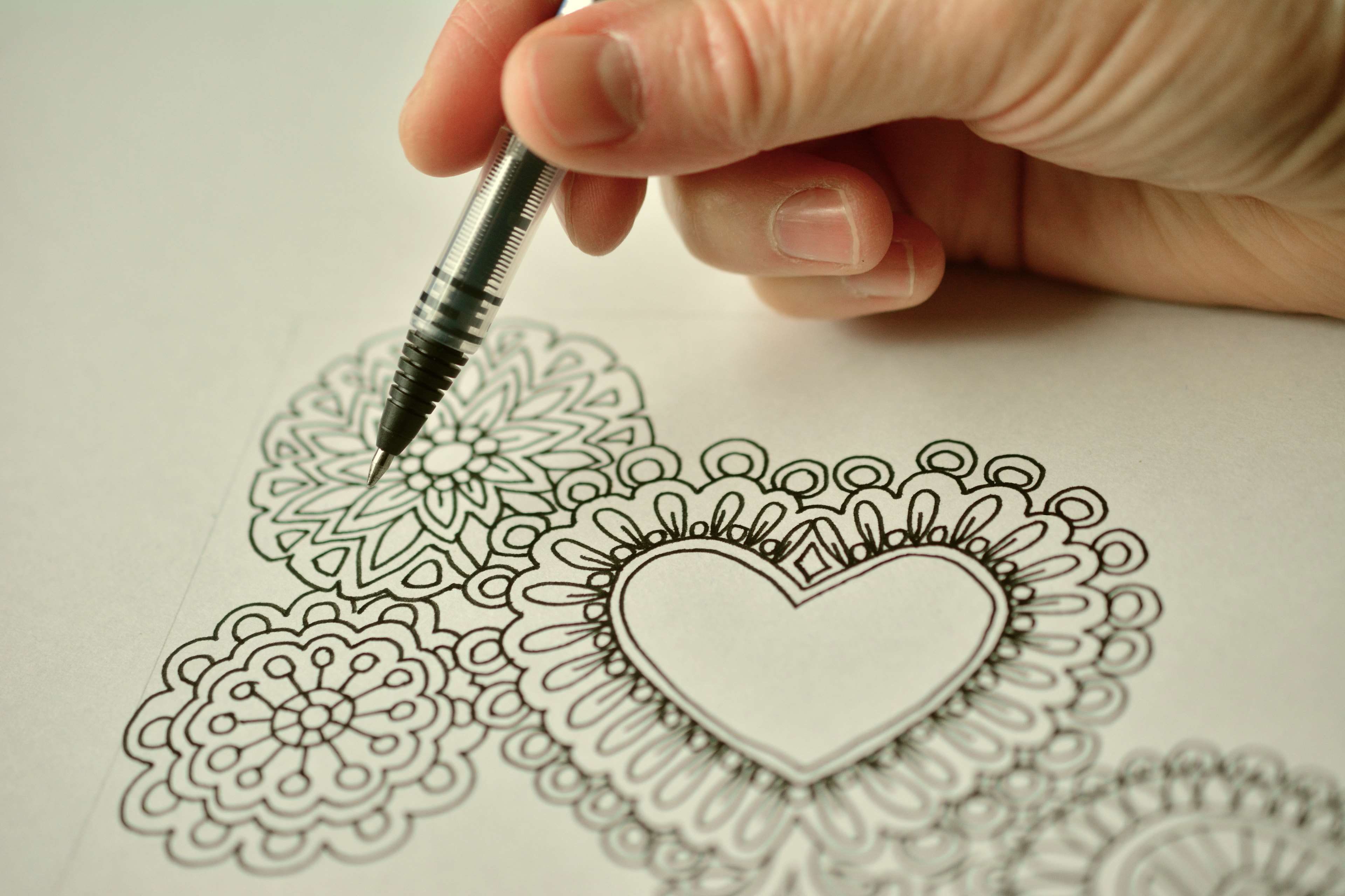 sketch, art, sketchbook, inserting, symbol, emotion, human hand, art and craft, finger, heart shape, fountain pen, creativity, holding, silver colored, HD Wallpaper