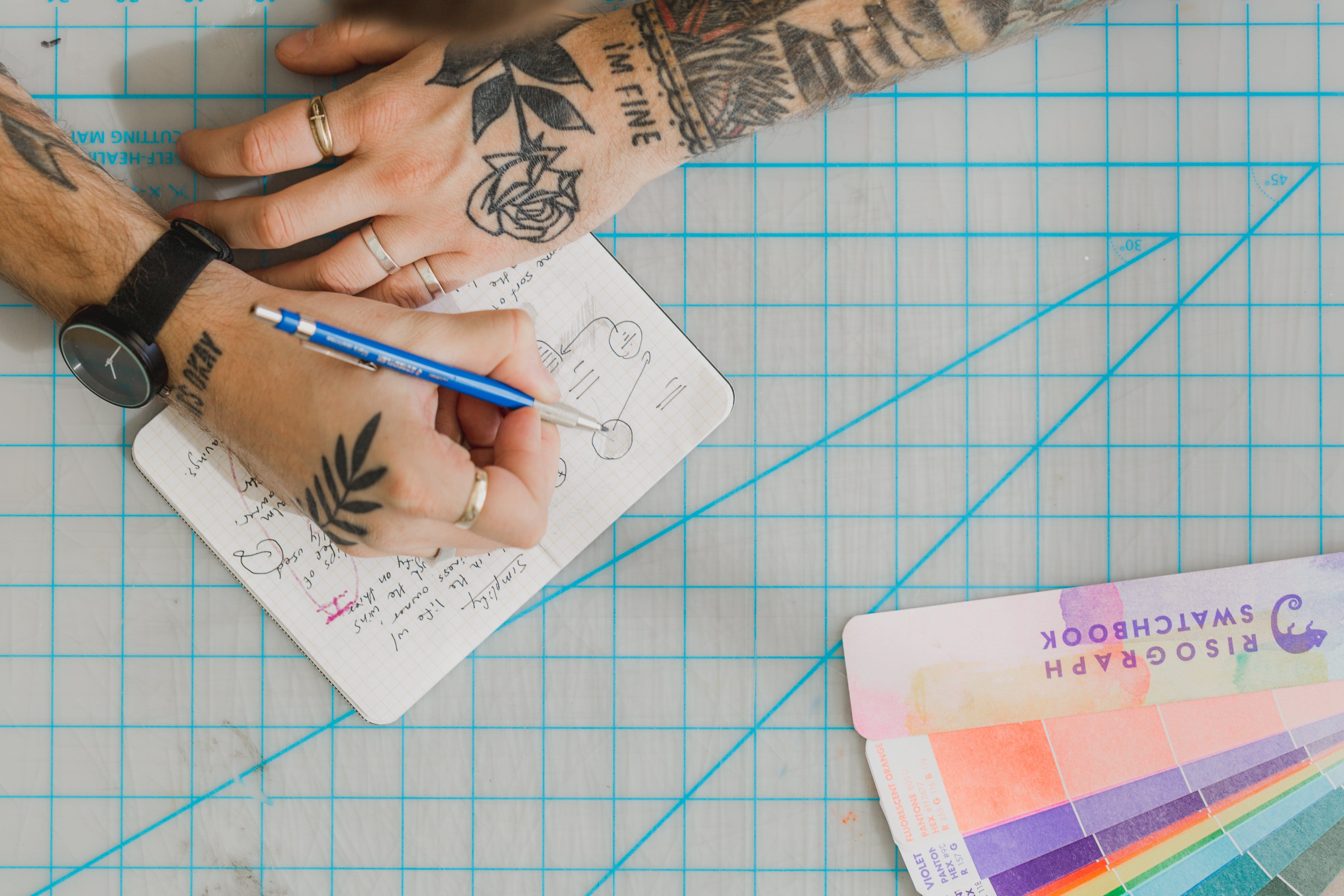 real people, indoors, creativity, notepad, human hand, Arts, Flatlay, pen, Drawing, Ideas, drawing - art product, high angle view, pencil, man, communication, HD Wallpaper