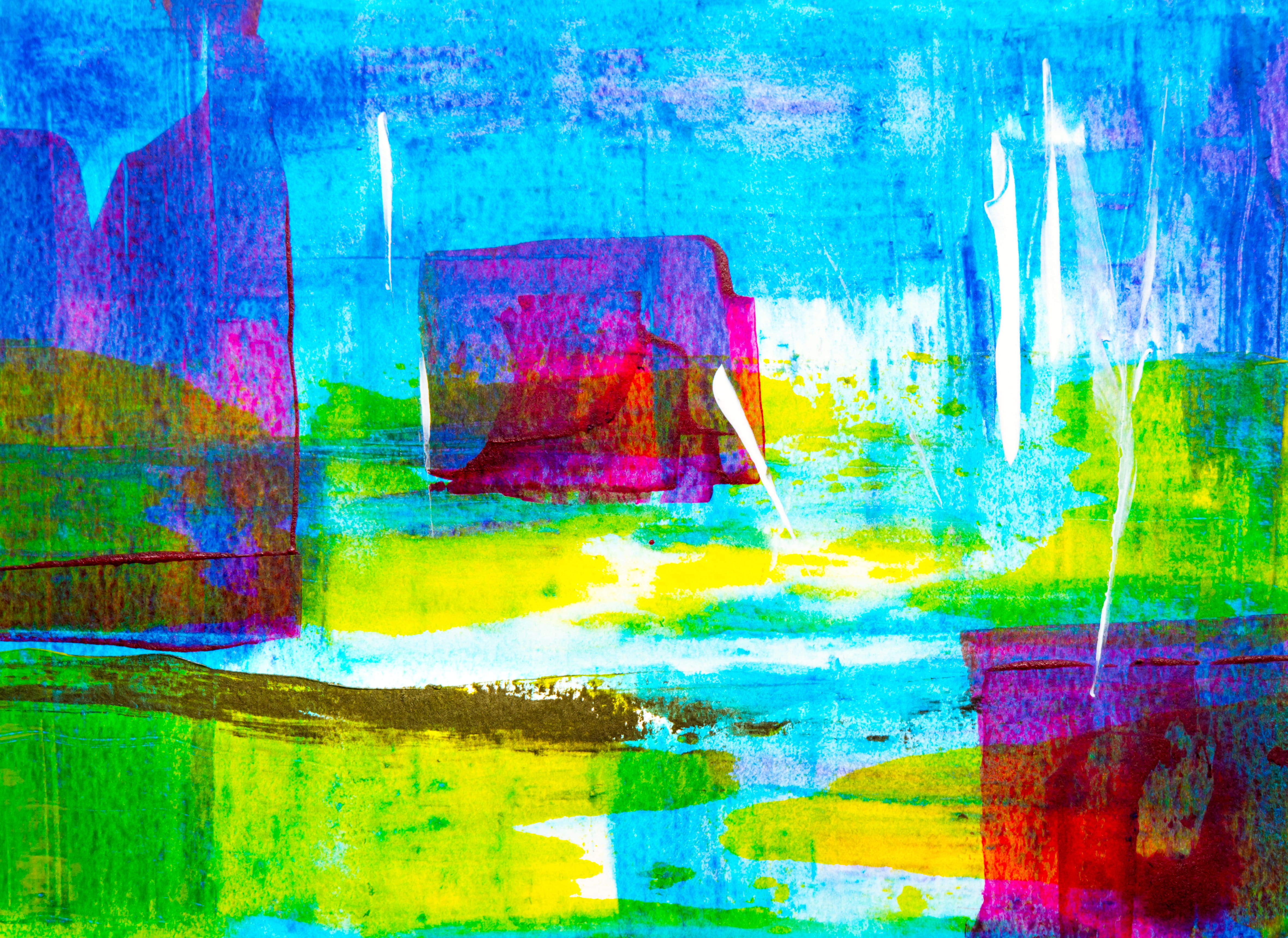 modern, watercolor, vibrant color, contemporary art, motley, pattern, stain, brush, abstract painting, blue background, studio shot, abstract expressionism, HD Wallpaper